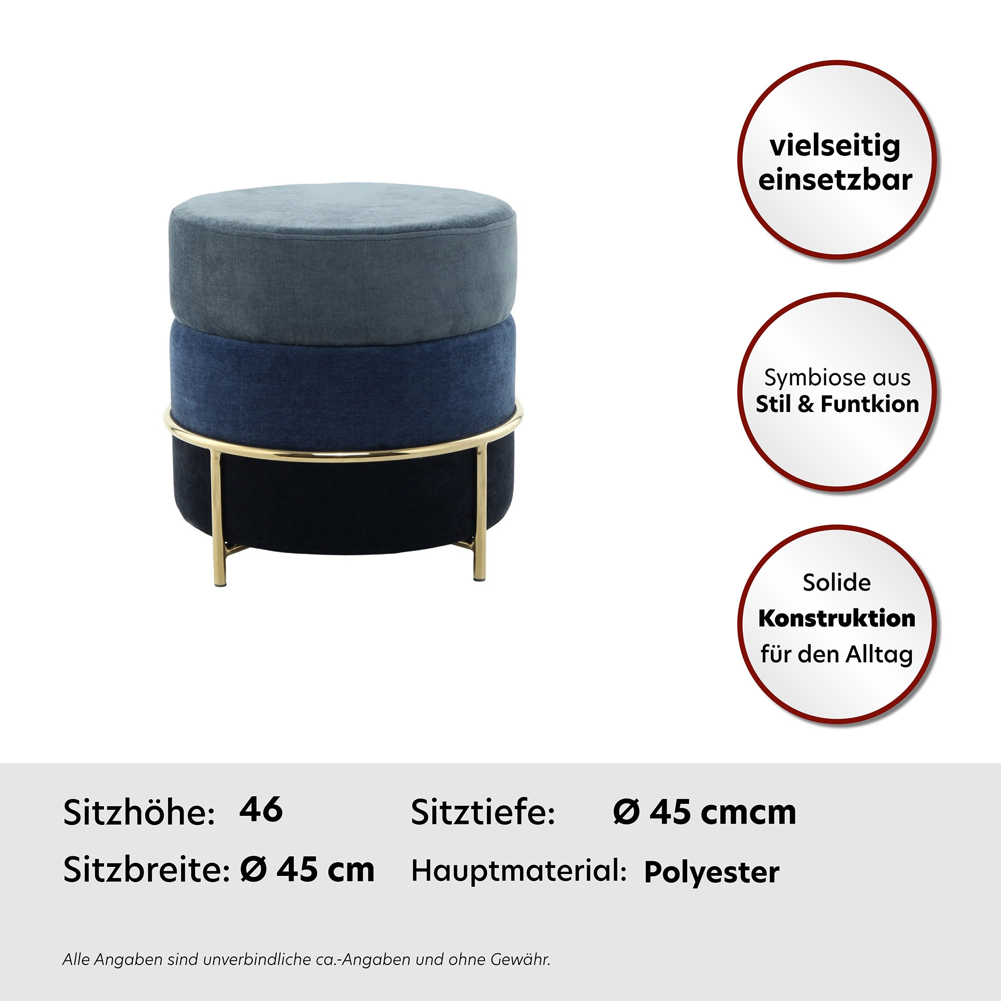 Kayoom Sitzhocker »Hocker Matilda 225, Komfortable runde Form, Gemütlicher Design-Hocker«, (1 St.), samtweich, elegant, gepolstert, große Sitzfläche
