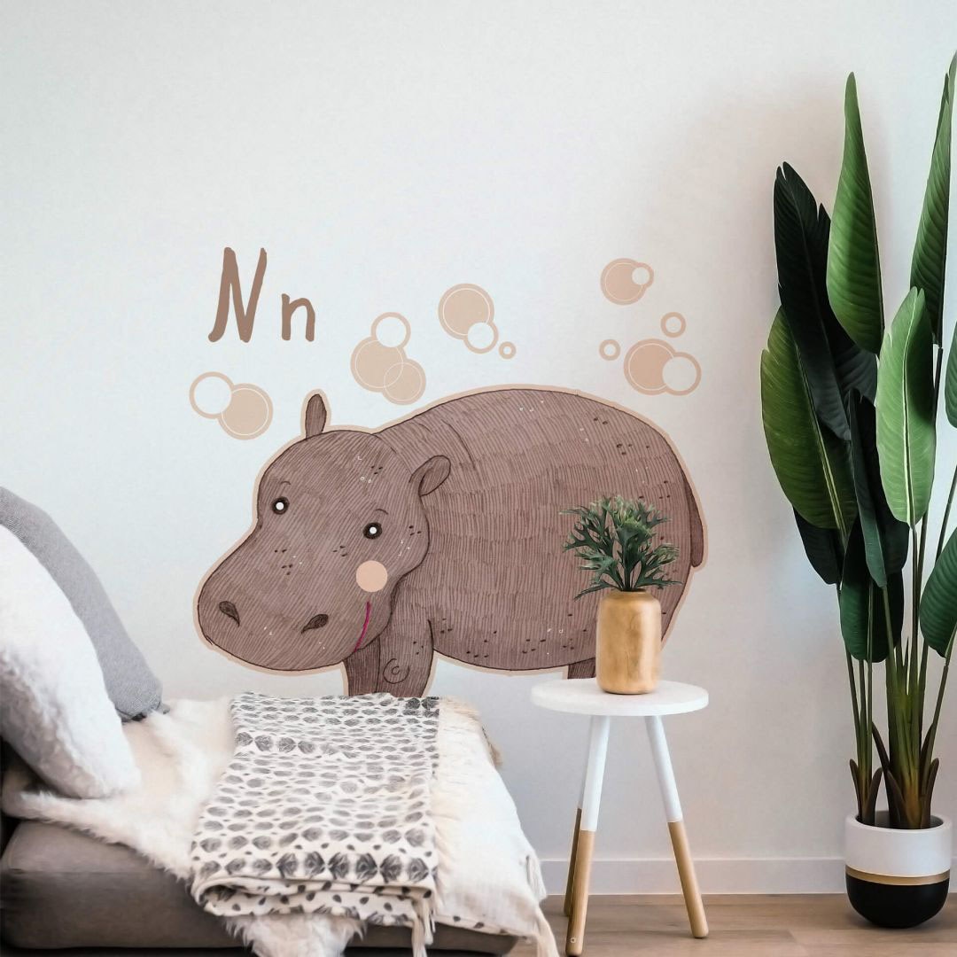 Wall-Art Wandtattoo (1 »Nilpferd bei Hippo OTTO Buchstabe online St.) N«