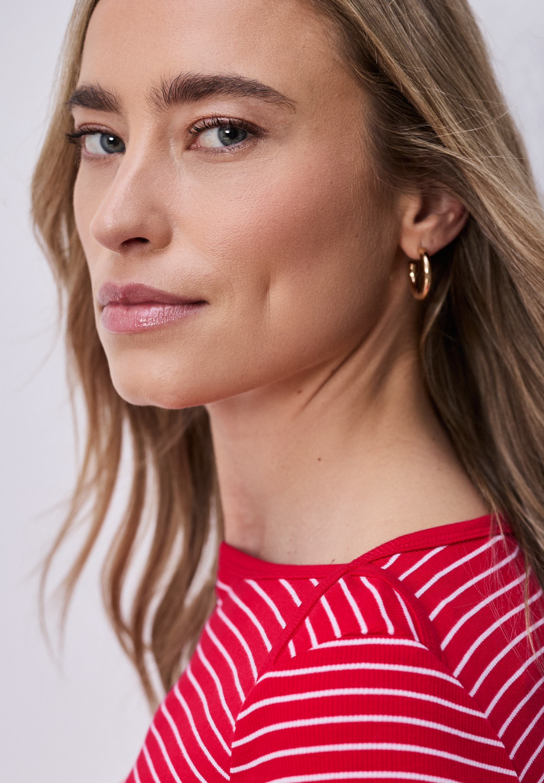 STREET ONE 3/4-Arm-Shirt mit Streifen und in Ripp-Qualität