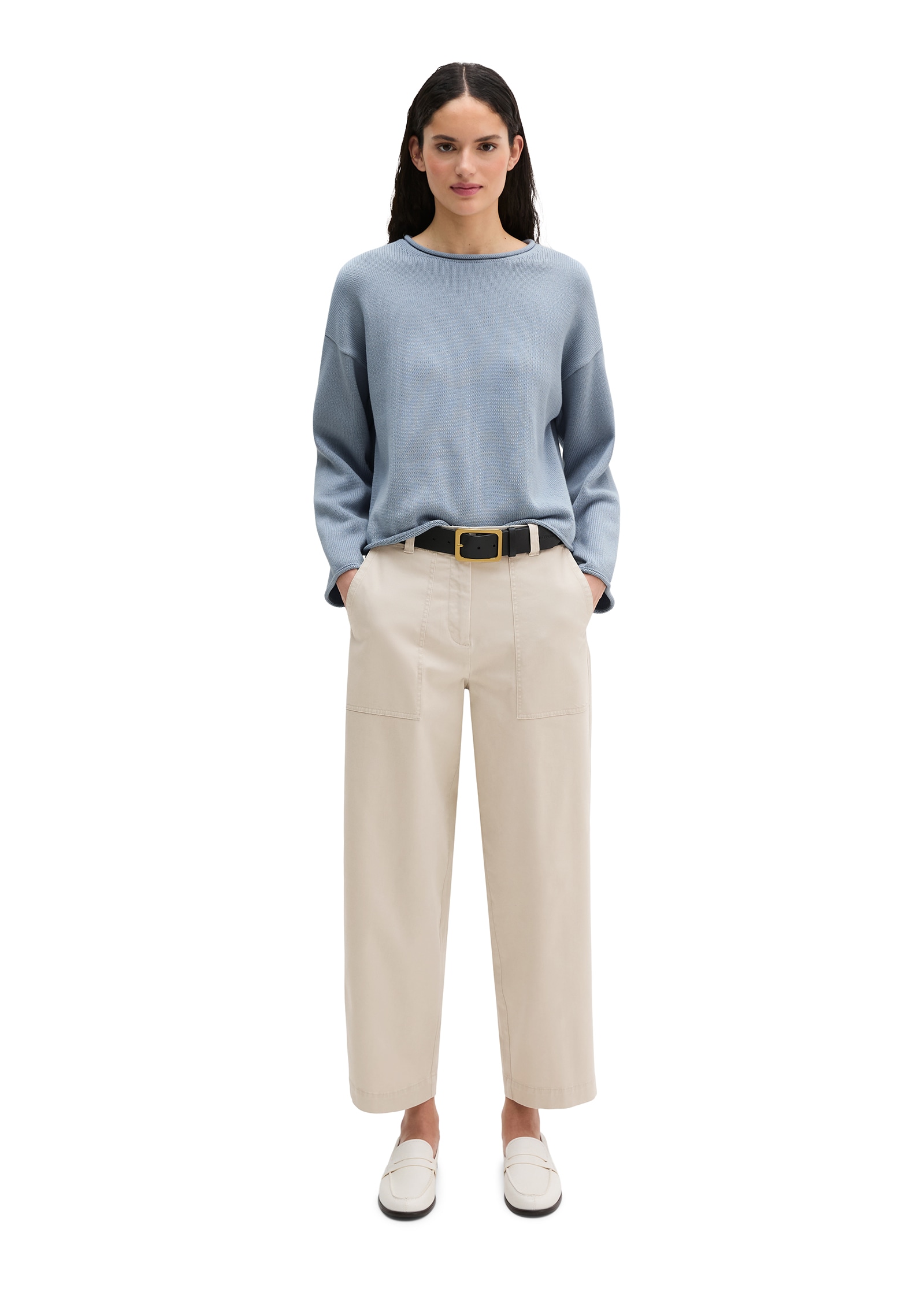 Marc O'Polo Strickpullover Heavy Weight Cotton, Loose Fit, Rollkanten an allen Säumen