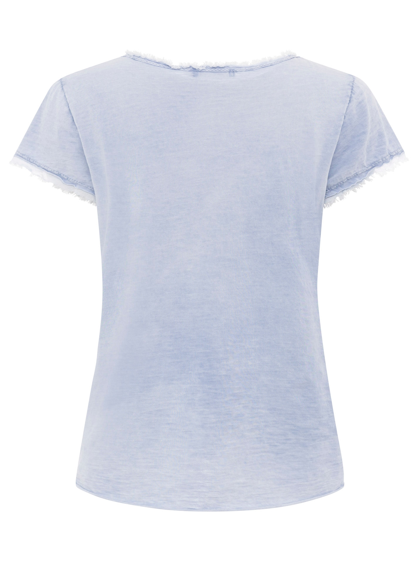 Zwillingsherz T-Shirt »"Positive Mind"«, mit V-Neck, Stempeldruck und Saum im Used-Look
