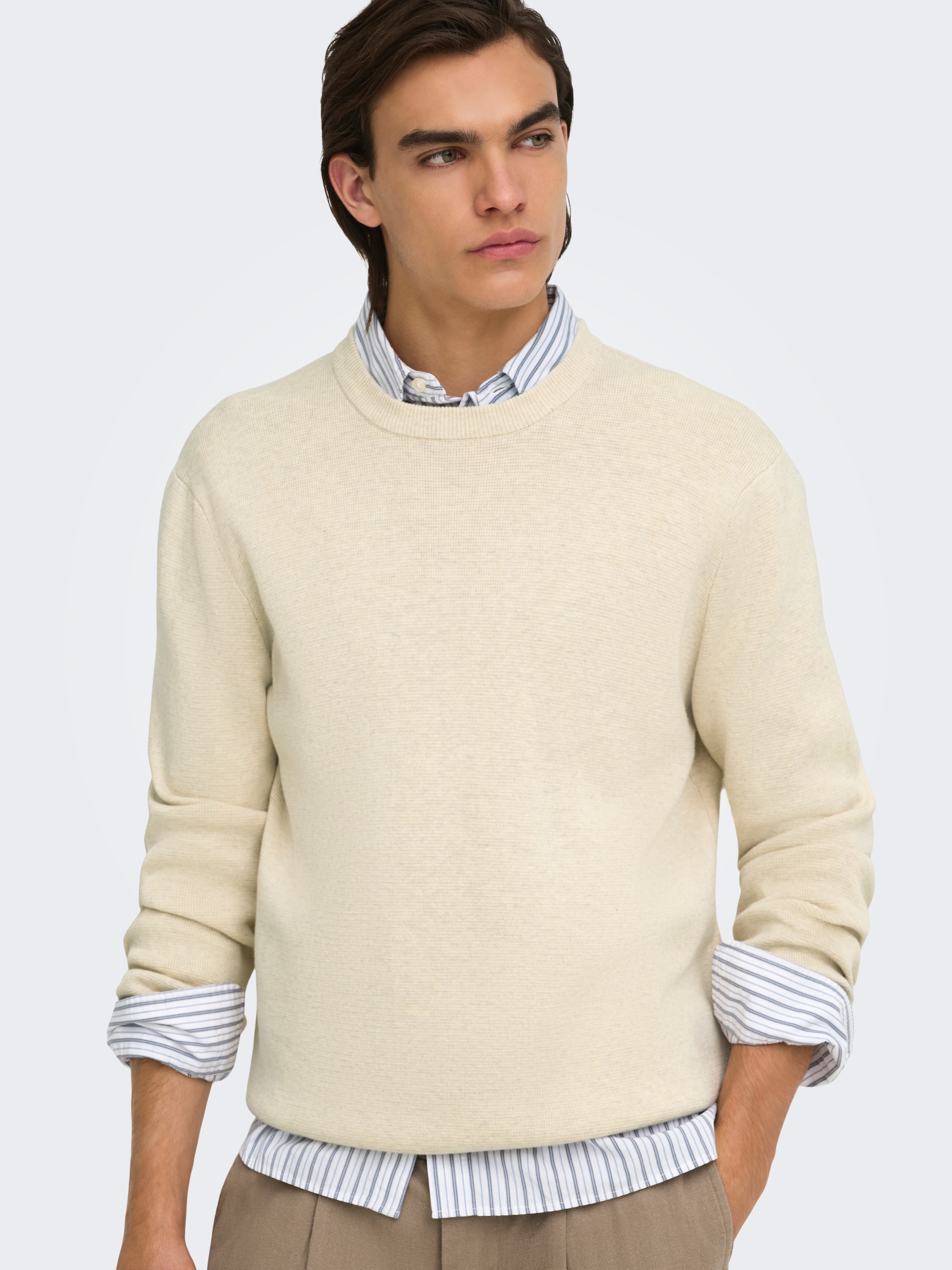 ONLY & SONS Strickpullover »ONSTING RLX CREW NECK KNIT NOOS« Baumwolle, relaxed fit