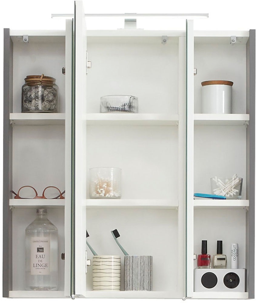 Saphir Badmöbel-Set »Quickset 5-teilig, Waschbeckenunterschrank mit LED-Spiegelschrank« 6 Stk. tlg.