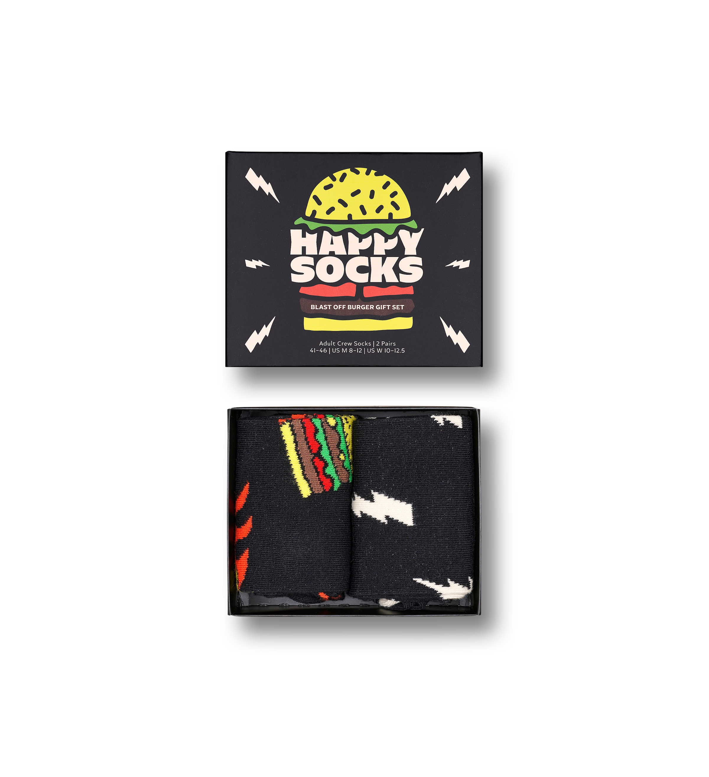 Happy Socks Langsocken, (Box, 2er-Pack), mit coolem Burger-Motiv