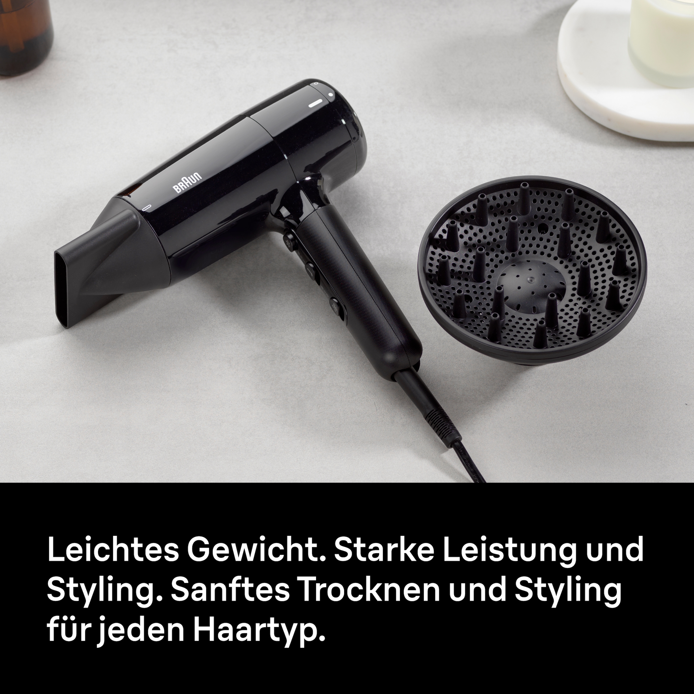Braun Haartrockner »HD2.15, mit Diffusor für Locken, BRHD215E« 2.100 W 2 Aufsätze 2100W, Föhn mit 2 Aufsätzen, ohne Hitzeschäden, Kabelaufwicklung
