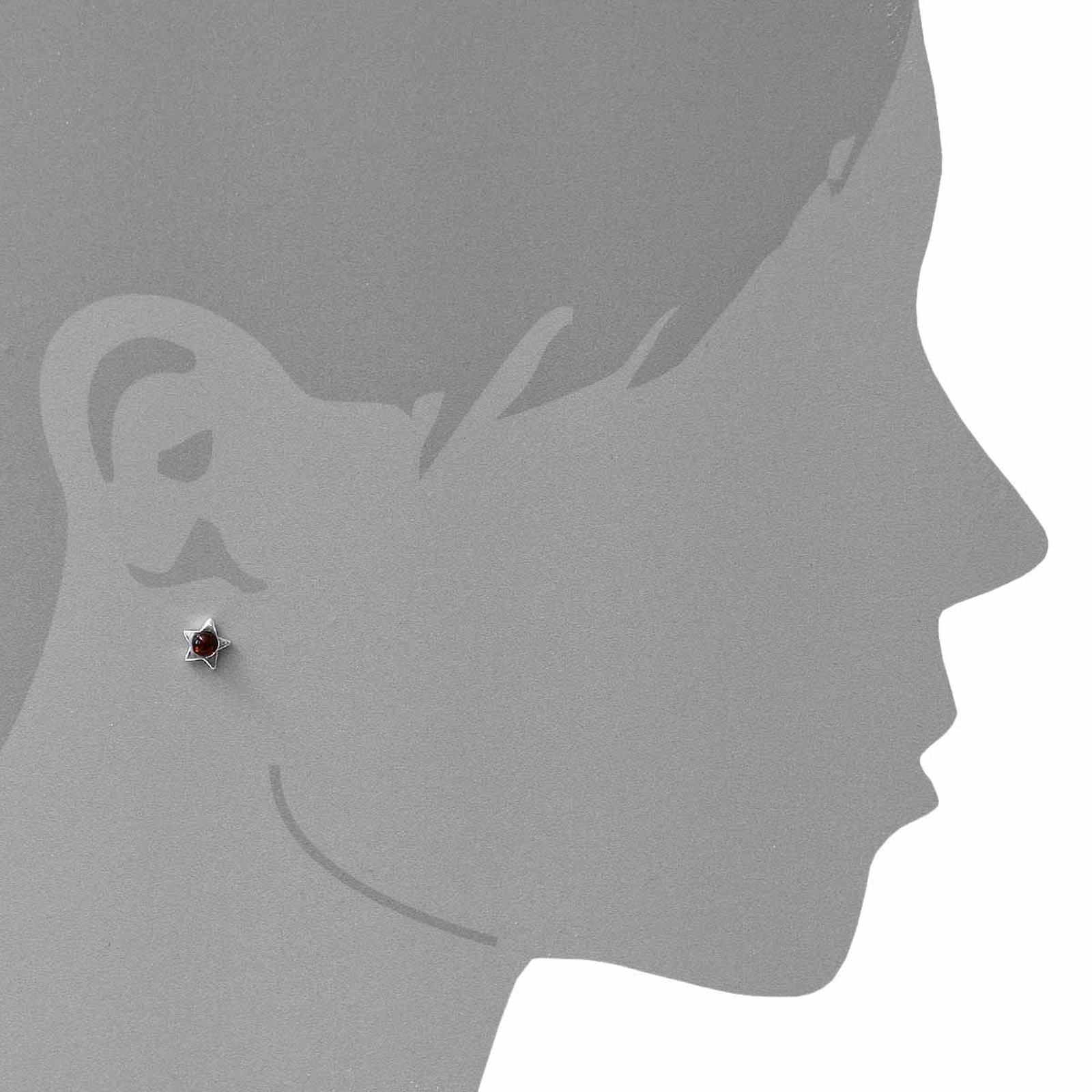 OSTSEE-SCHMUCK Paar Ohrstecker »- Stern - Silber 925/000 - Bernstein«