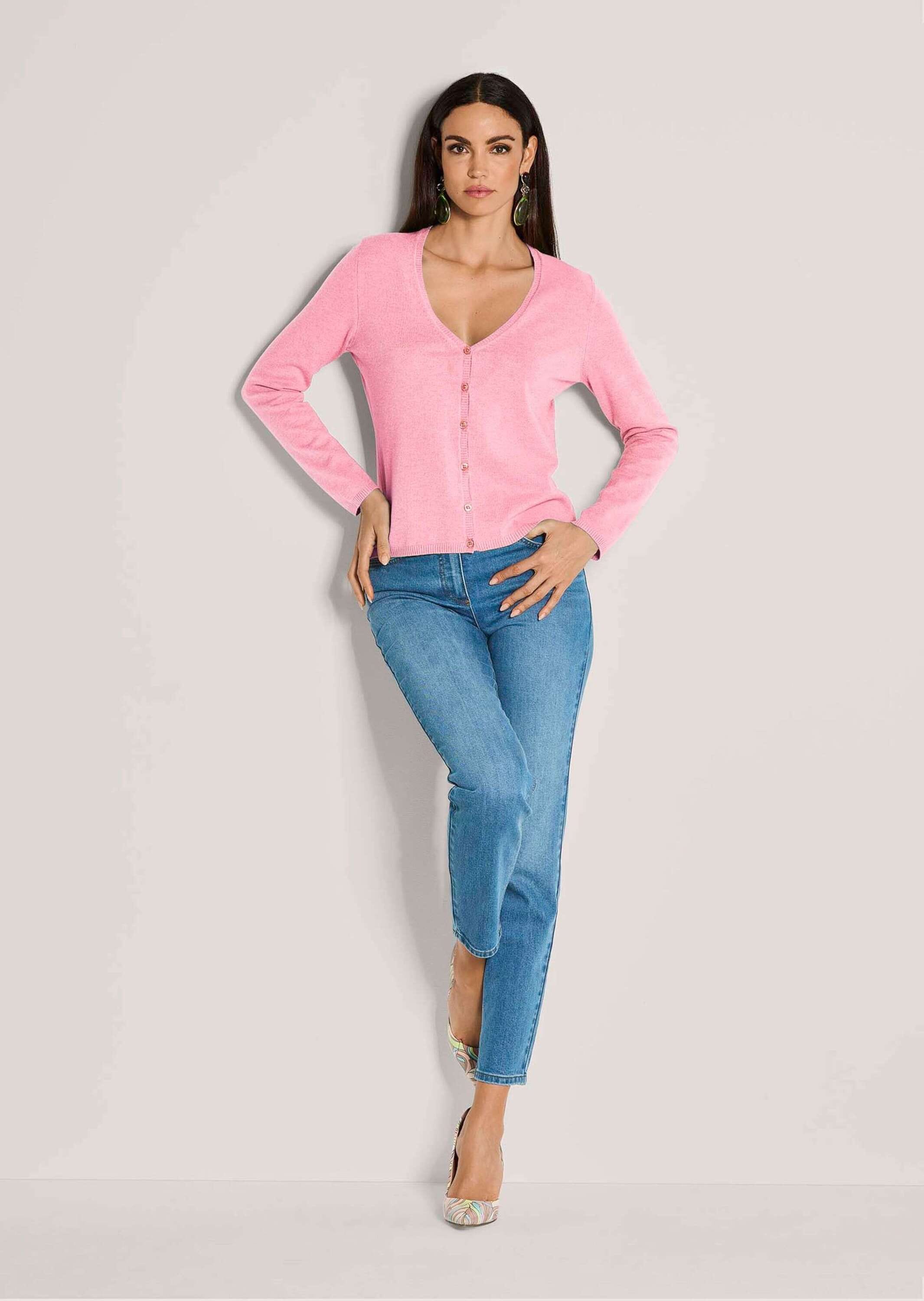 MADELEINE Strickjacke »Strickjacke Langarm Jacke im Feinstrick mit V-Ausschnitt«