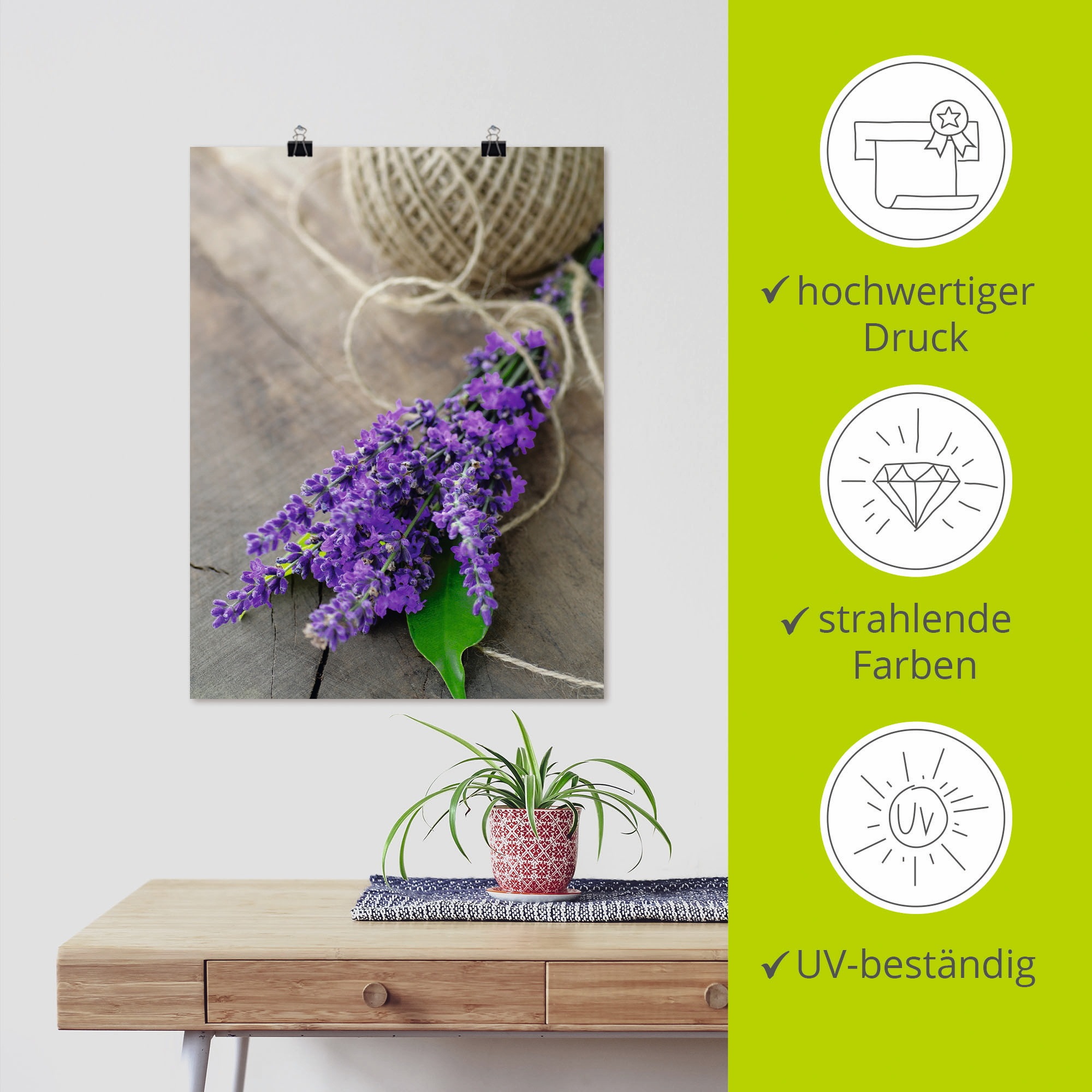 Artland Wandbild »Lavendel Strauß«, Blumen, (1 St.), als Leinwandbild, Poster, Wandaufkleber in verschied. Größen