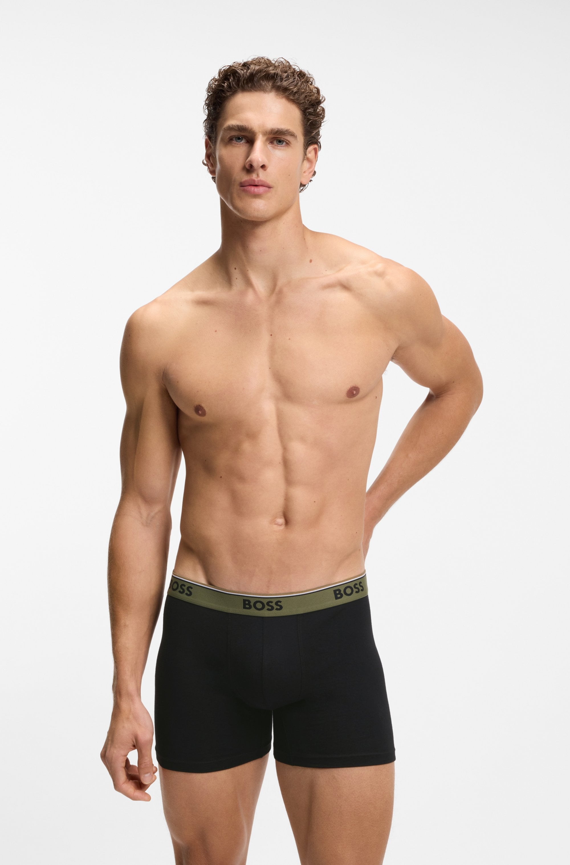 BOSS Boxershorts Packung, 3 Stk. längeres Bein, anliegend, aus Stretch-Baumwolle