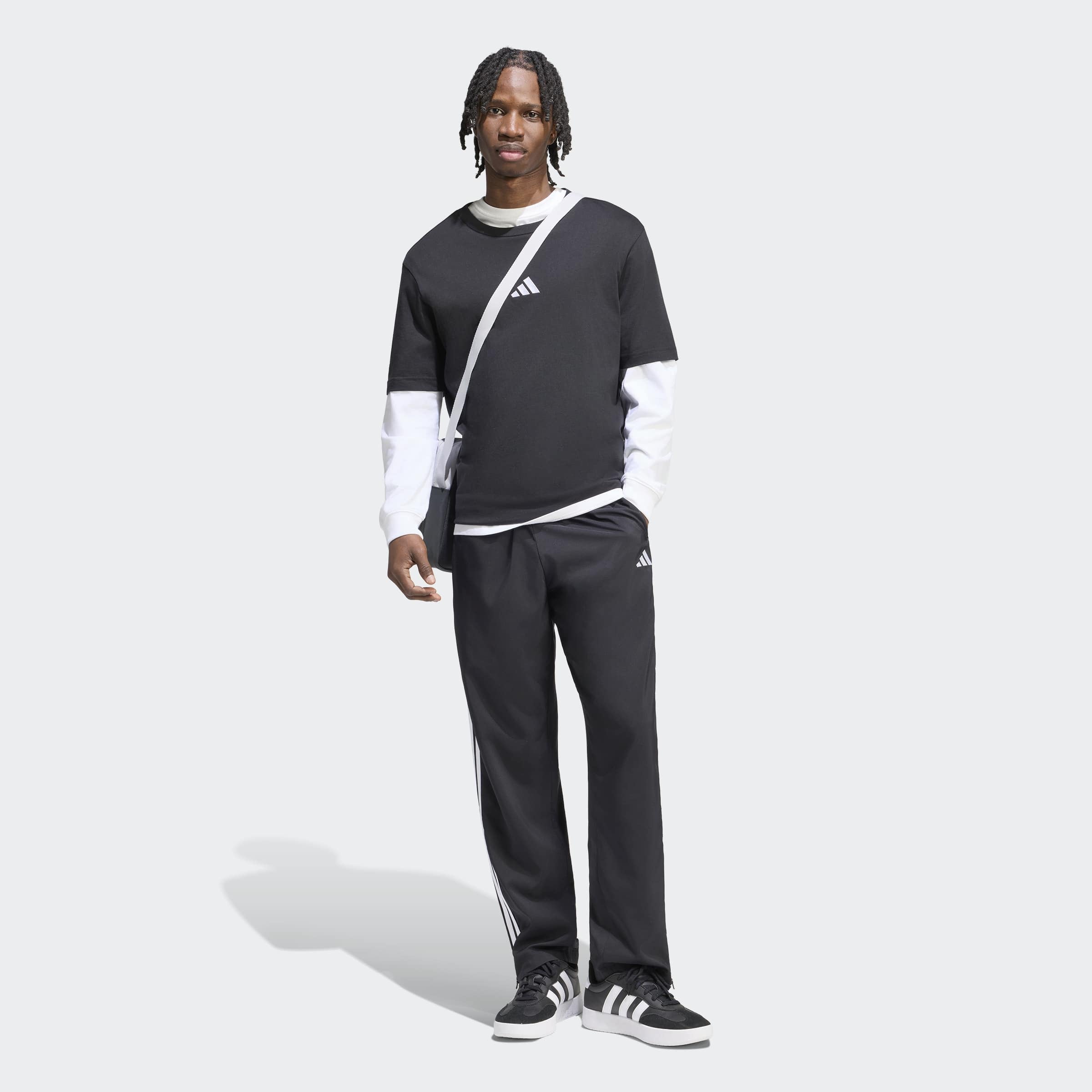 adidas Sportswear Sporthose »ESSENTIALS 3-STREIFEN STANFORD LITE WOVEN TAPERED OPEN HEM«