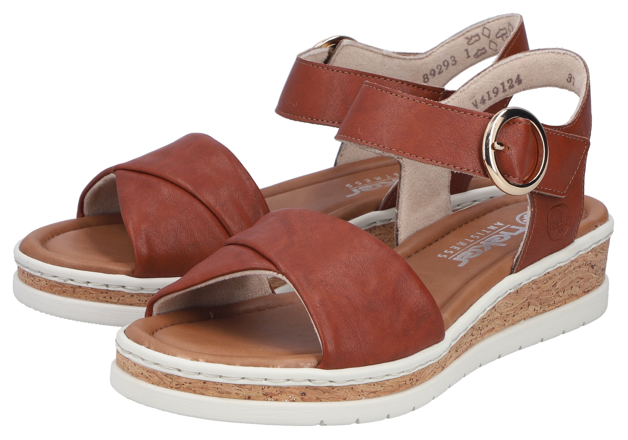 Rieker Keilsandalette  Sommerschuh, Urlaubsschuh, Sandale mit Klett