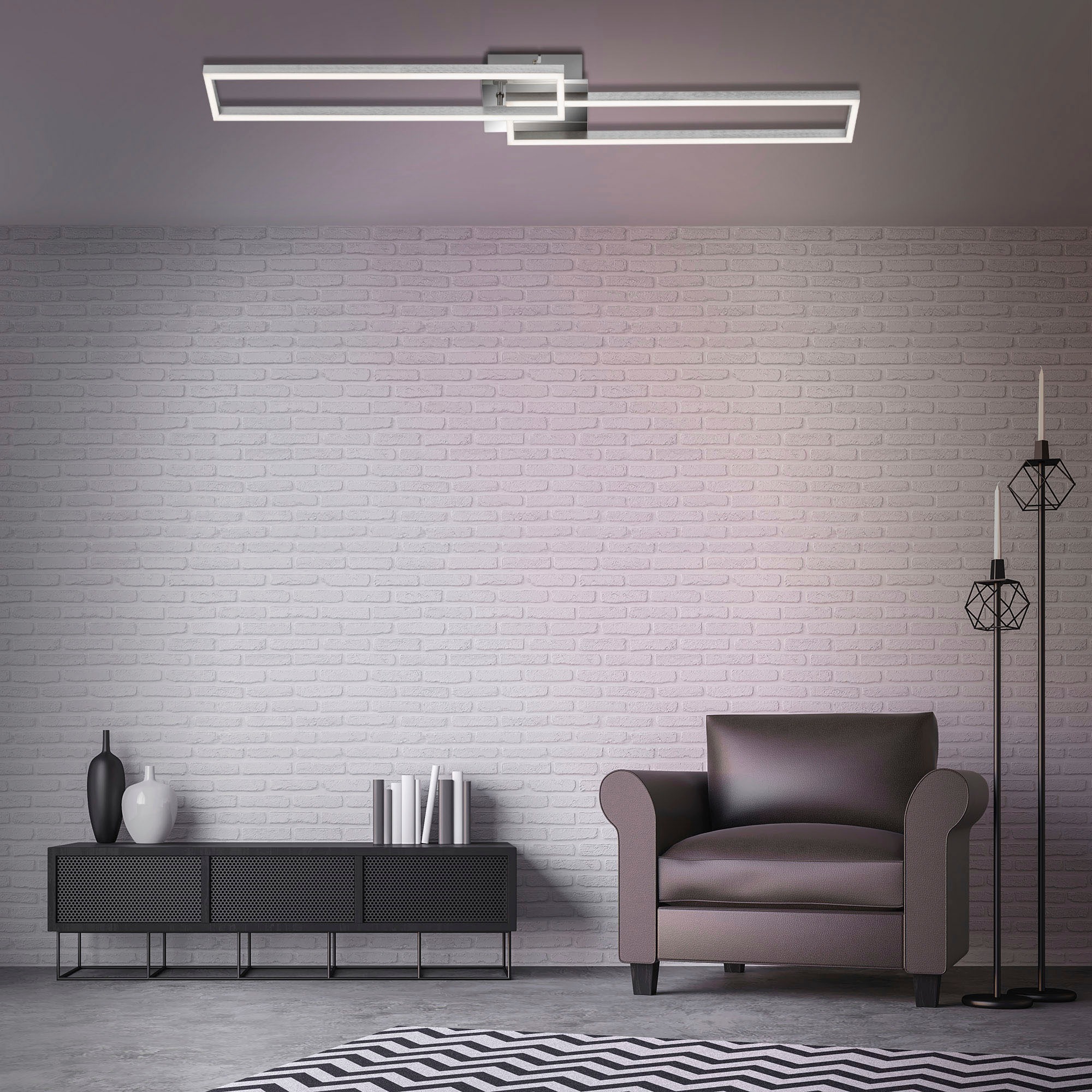 Briloner Leuchten LED Deckenleuchte »3145018 FRAME«, Leuchtmittel LED-Board | LED fest integriert, Deckenlampe, 110x24,8x7,8cm, Chrom, 40W, Wohnzimmer, Schlafzimmer
