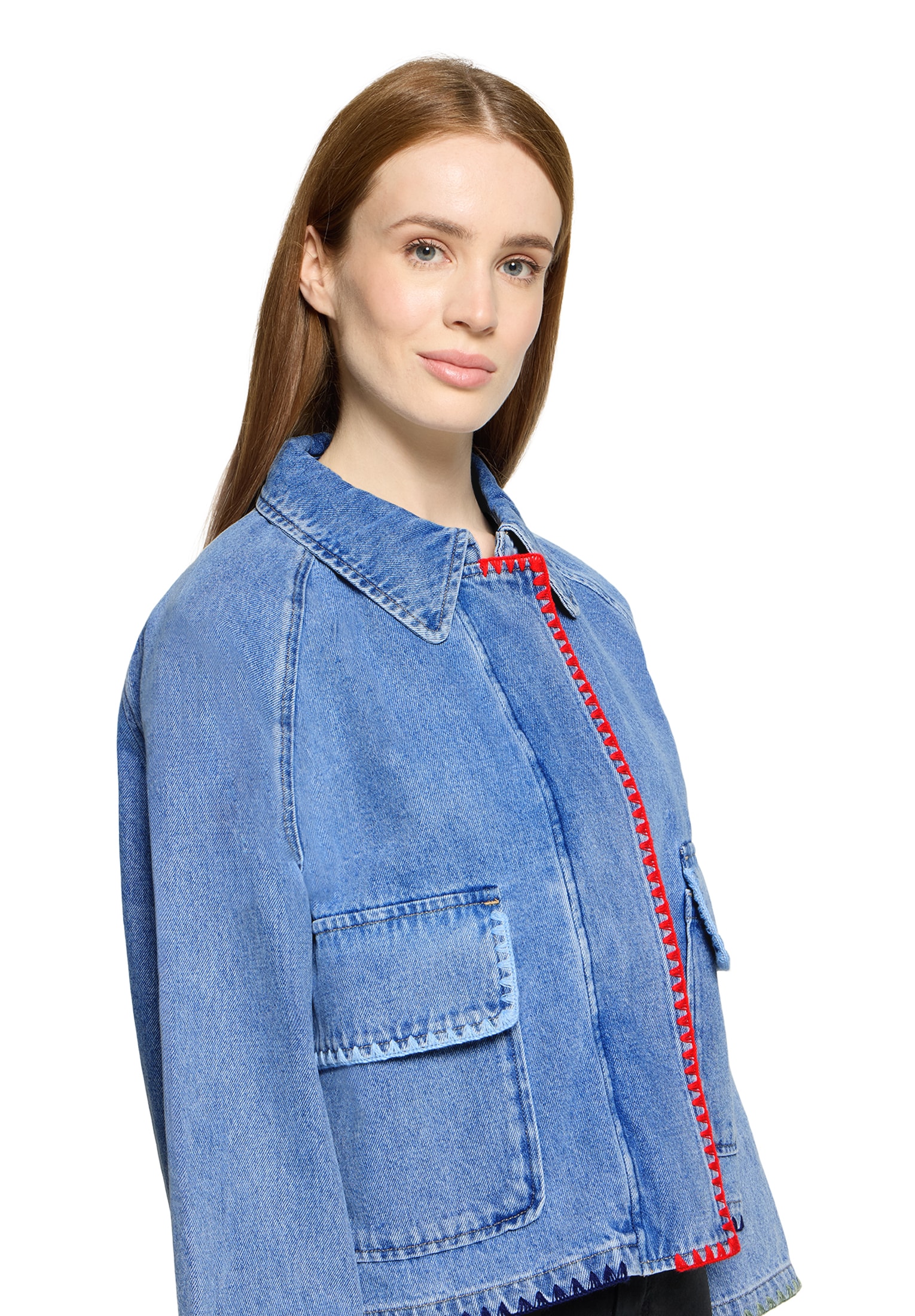 Amber & June Jeansjacke »Jeansjacke mit aufgesetzten Taschen«