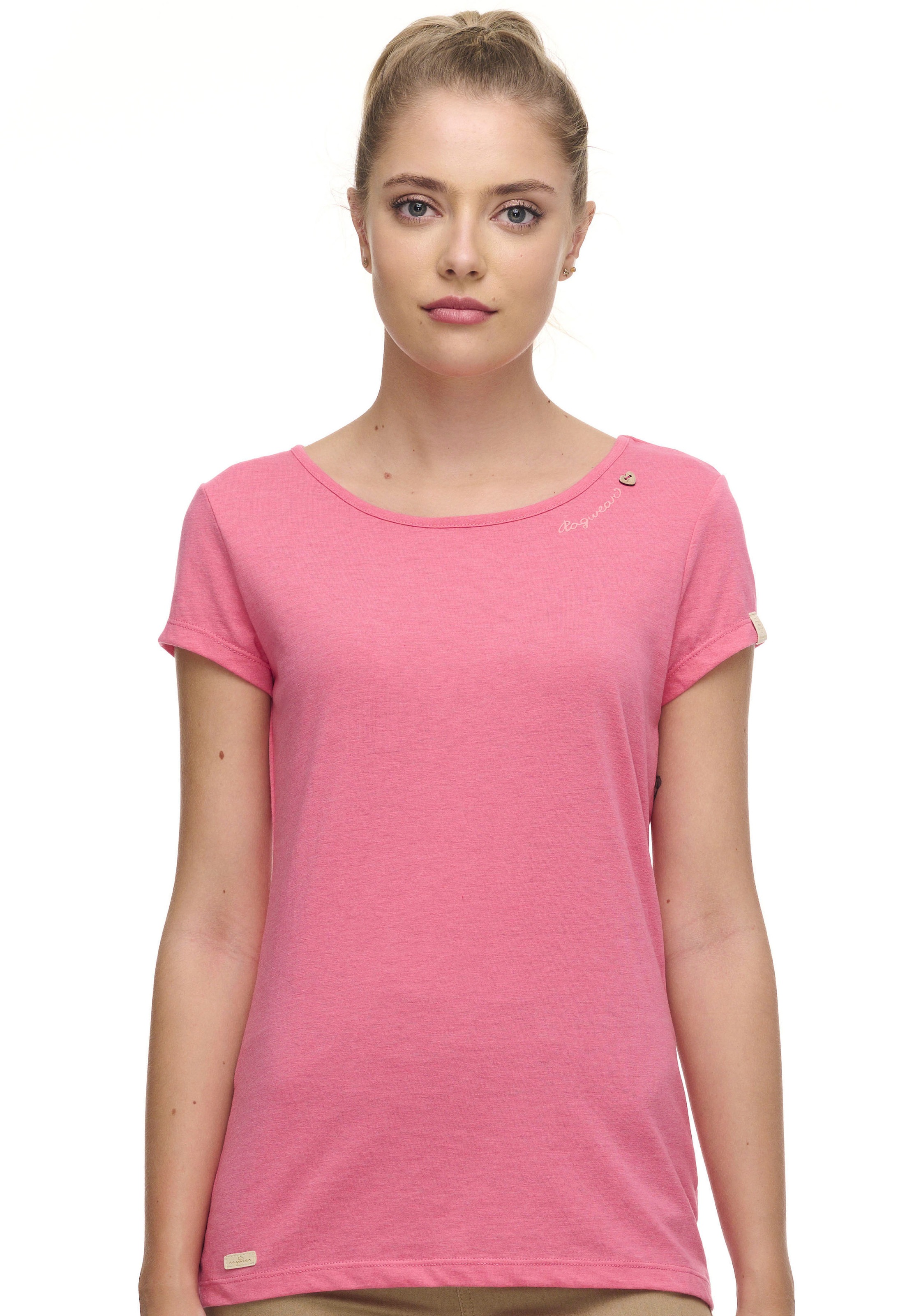 Ragwear T-Shirt »MINT«, mit Logoschriftzug und Zierknopf-Applikation