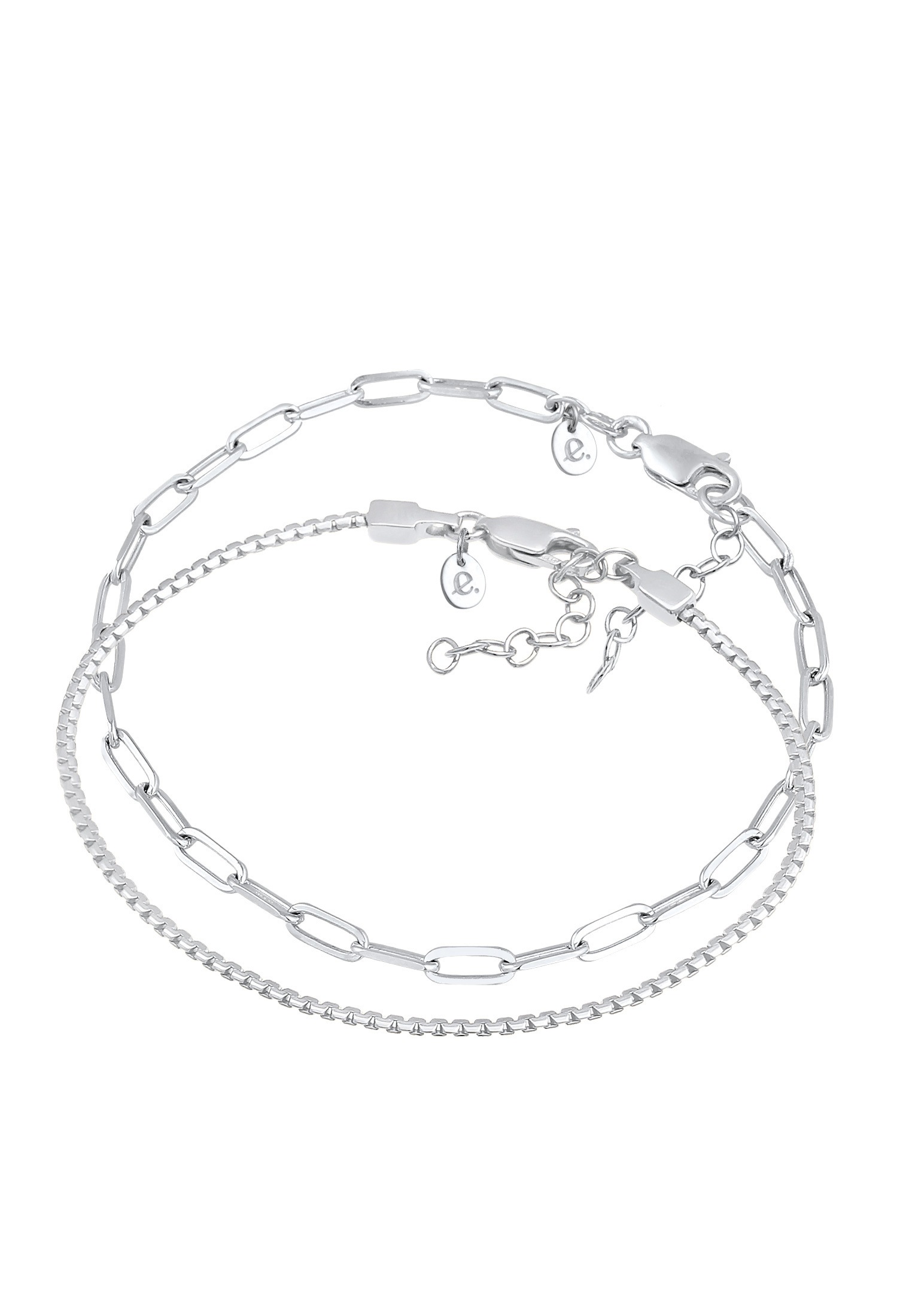 Elli Premium Armketten Set »Armband Glieder Grob Rund Oval Basic (2 tlg.) 925 Silber«