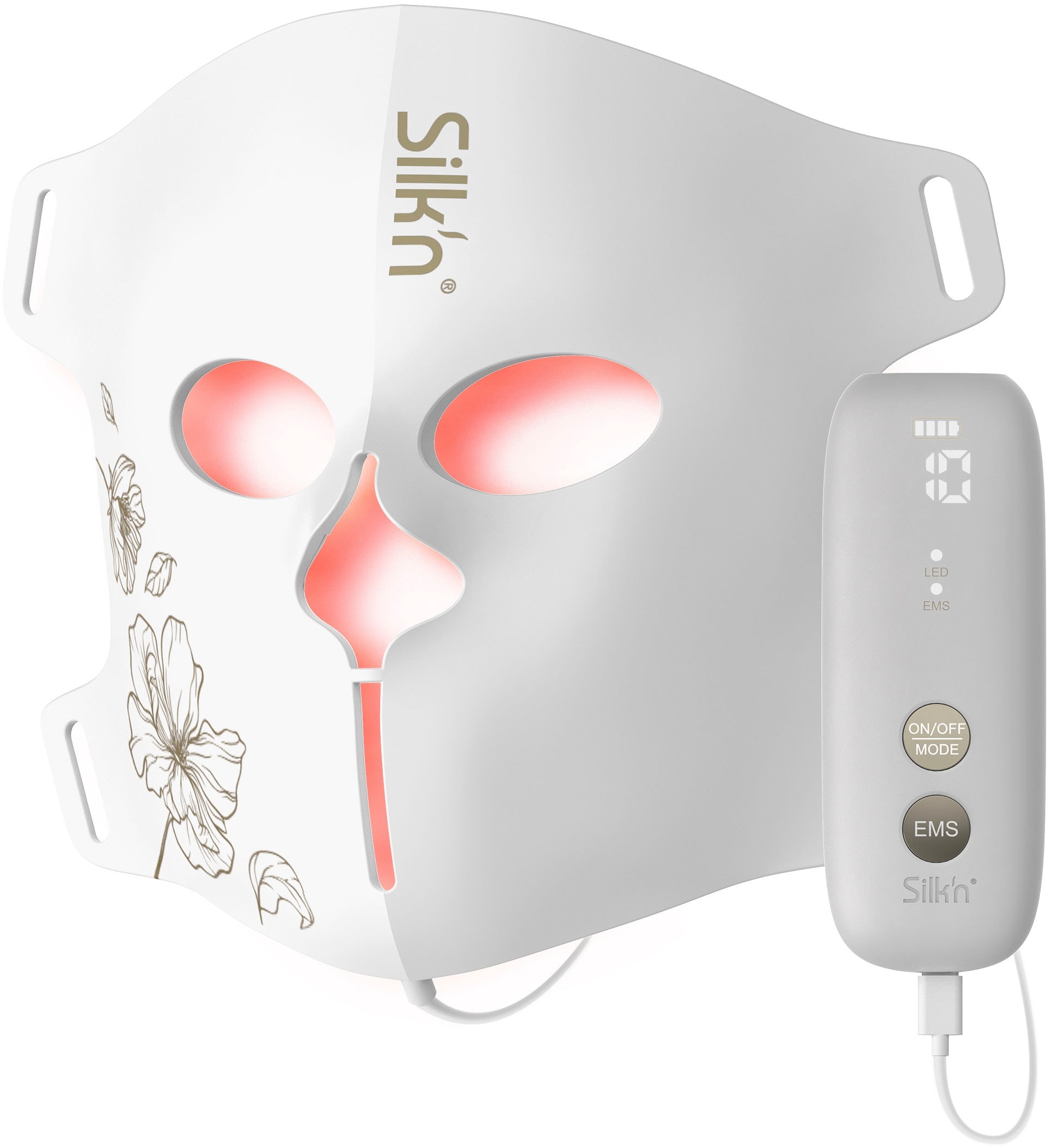 Silk'n EMS-Gerät »LED EMS Face Mask«, (Gesichtsmaske-Fernebedienung-USB Ladekabel), Duale Technologie mit LED und elektrischer Muskelstimulation