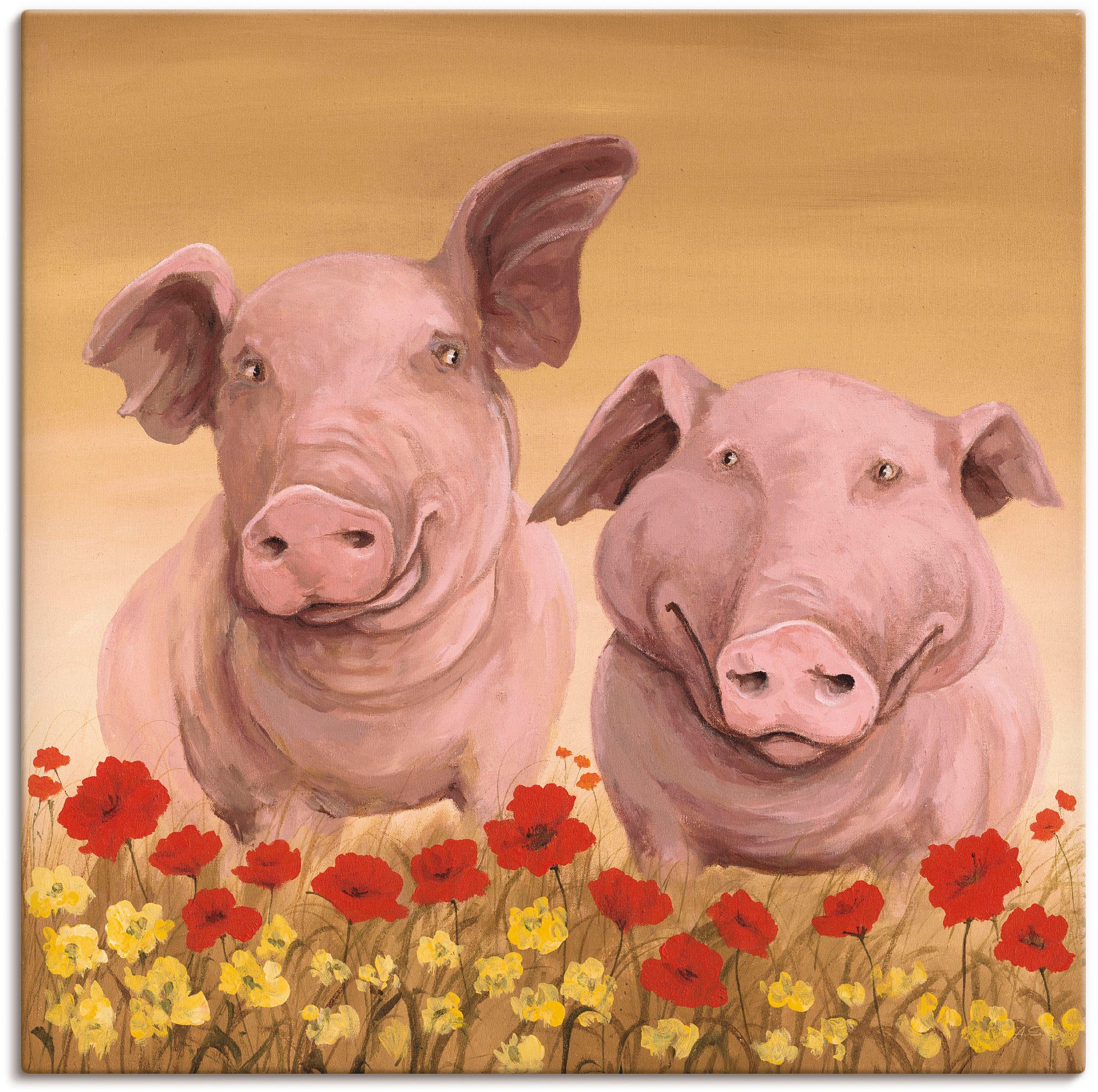 Leinwandbild »Schweine«, Haustiere, (1 St.), auf Keilrahmen gespannt