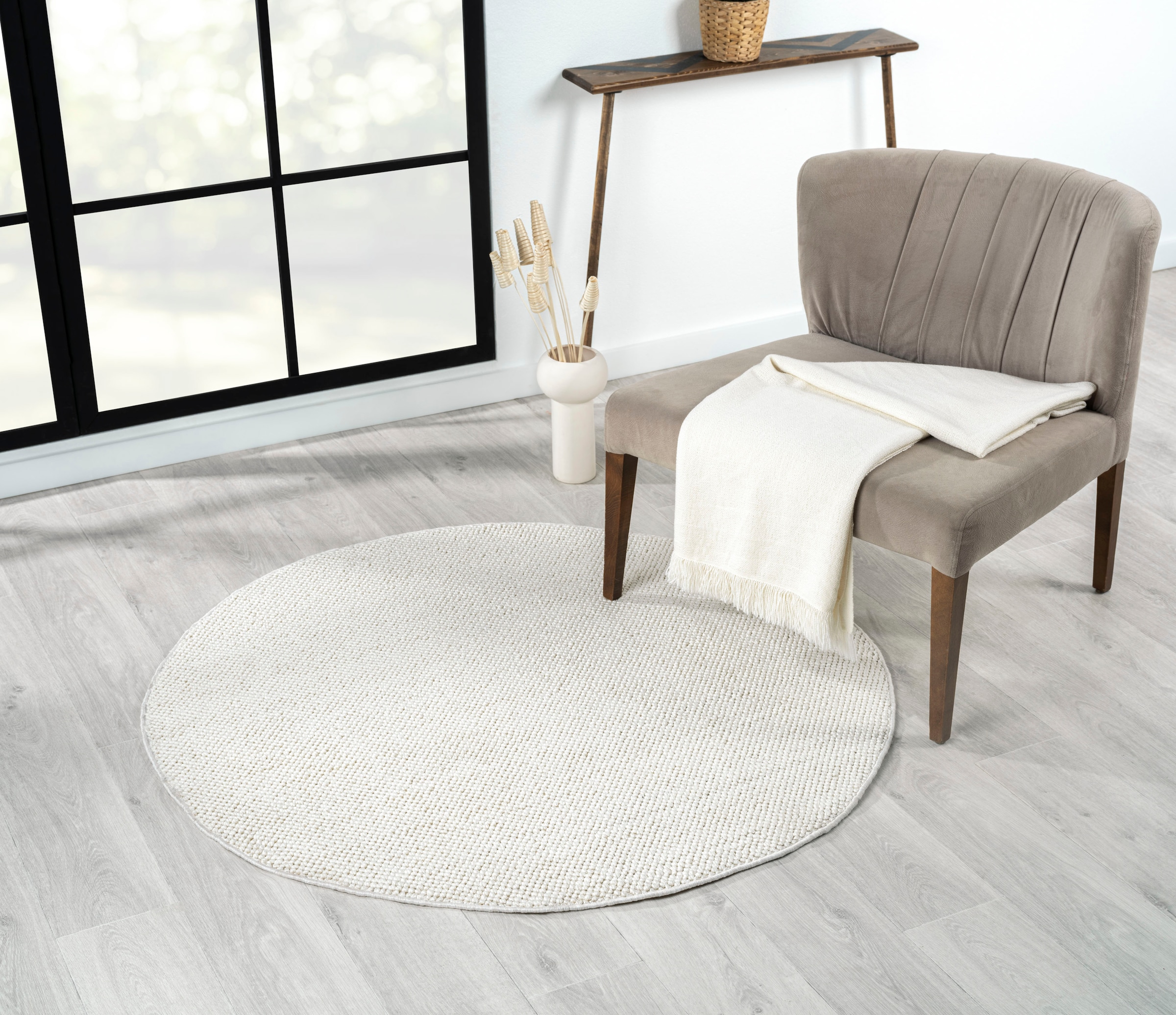 Myflair Möbel & Accessoires Teppich »Ava« rund 7 mm Höhe Uni Farben, meliert, Sisal-Optik, auch in rund erhältlich
