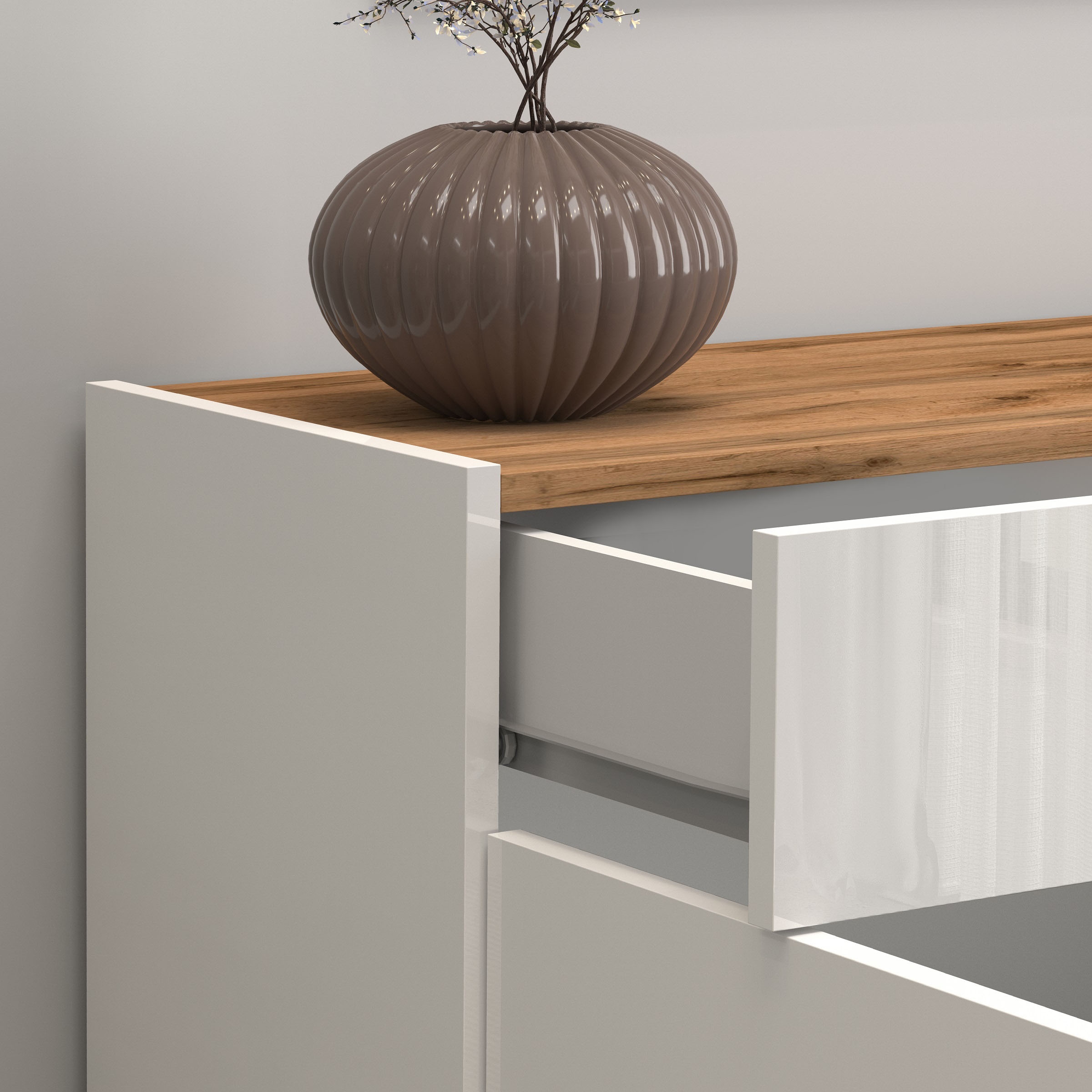 INOSIGN Sideboard »Garda, Kommode, Schrank, Kredenz«, 3 Türen, 1 Schublade, grifflos Breite 120,1 cm