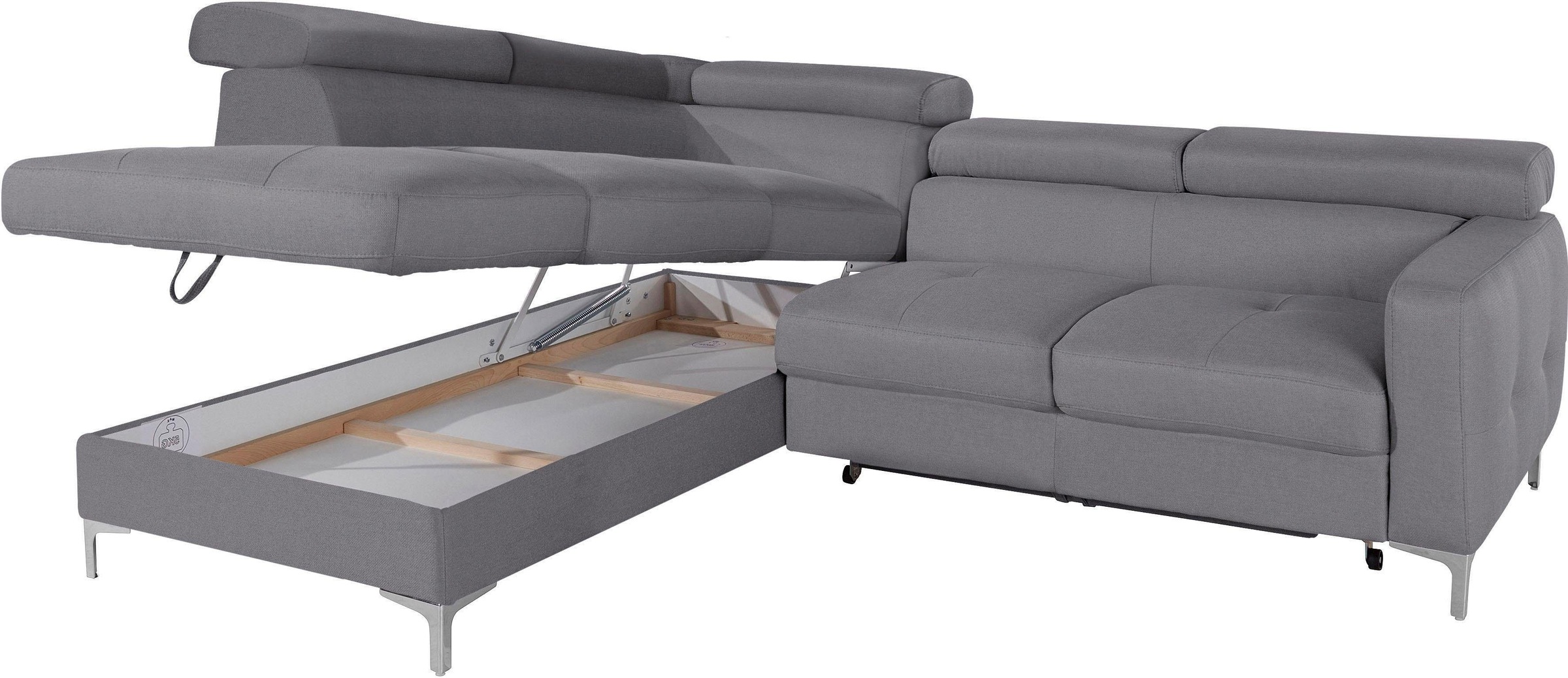 COTTA Polstergarnitur »Sammy L-Form«, (Set), Set bestehend aus: Ecksofa mit Kopfteilverstellung & Hocker