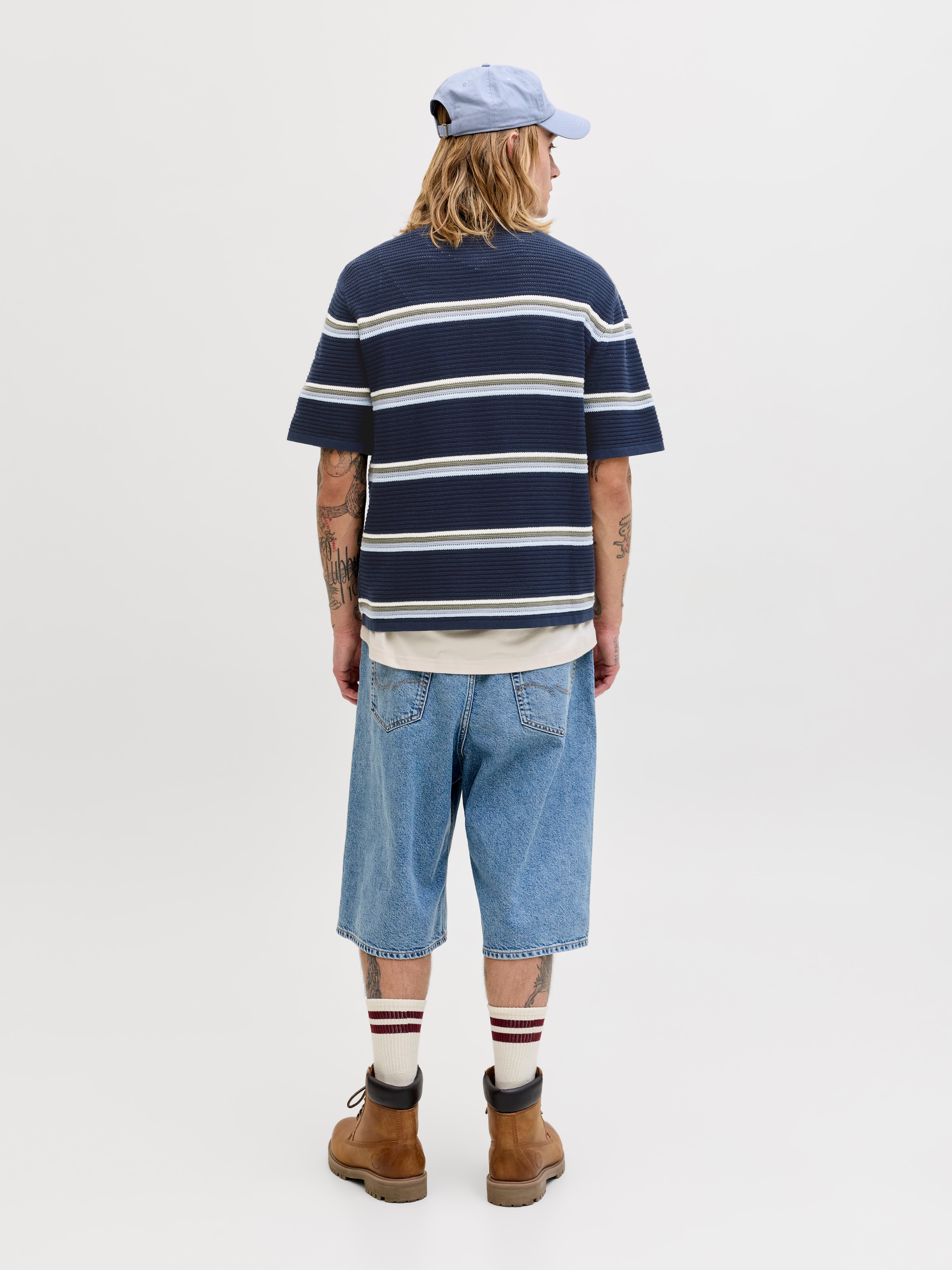 Jack & Jones Polokragenpullover »JORMAINE KNIT STRIPE POLO SN« Baumwolle, relaxed fit