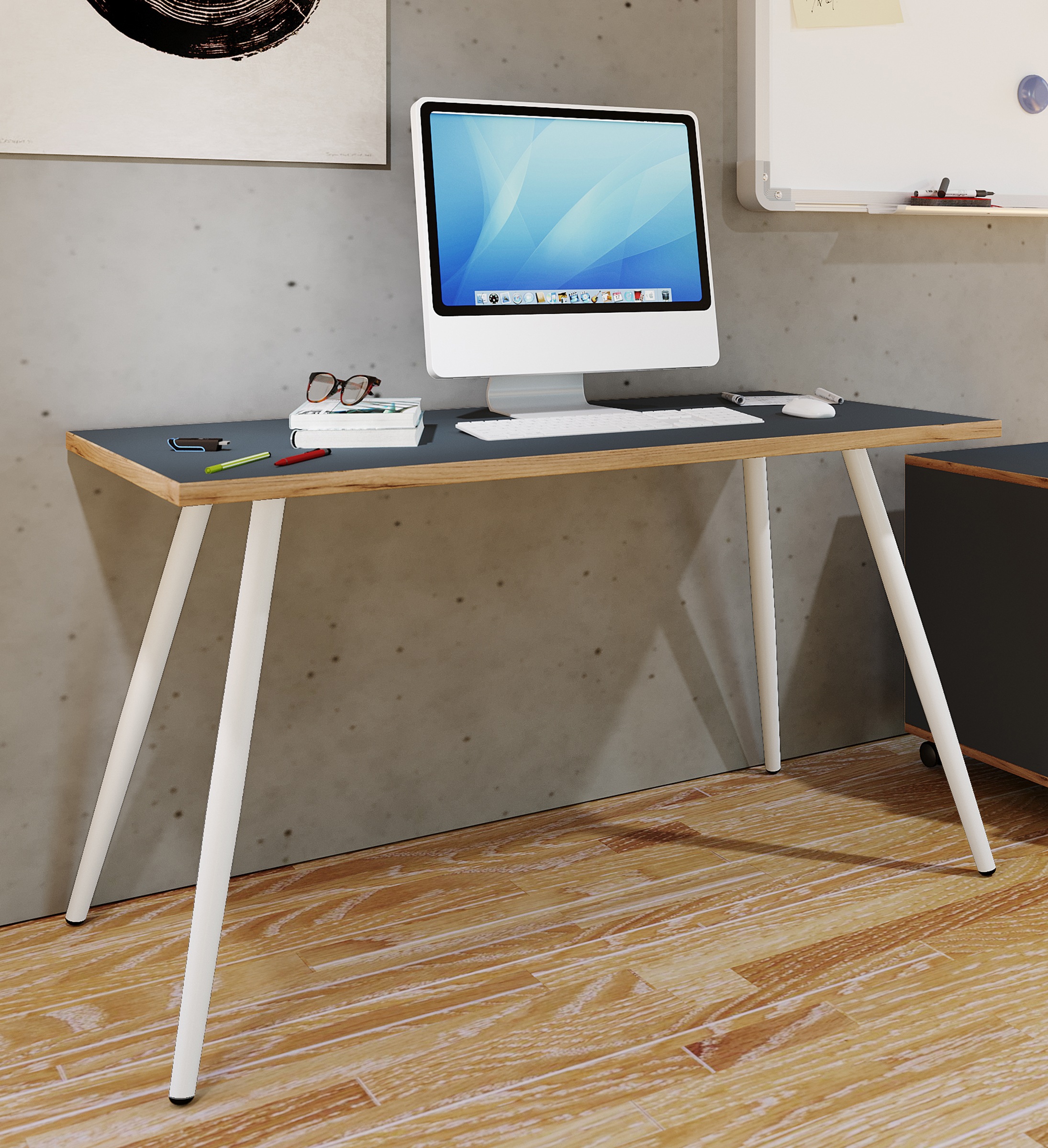 VCM Schreibtisch »VCM Schreibtisch Computertisch Bürotisch Skandanivischer Retro Look Salia 138x50 cm«, (Salia)
