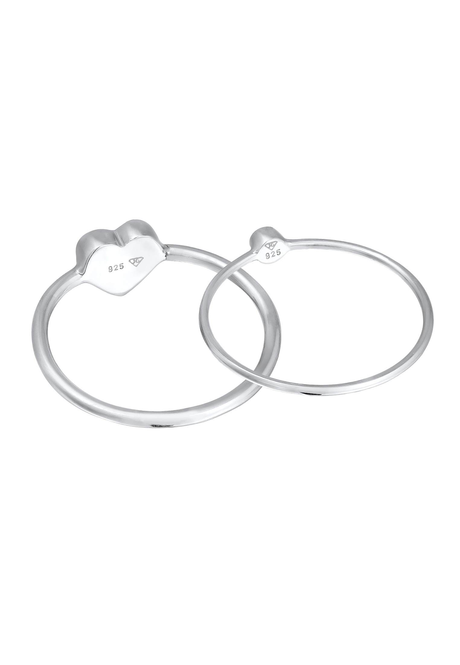 Elli Ring-Set »Ring Herz Solitär (2er Set) 925 Silber, mit Kristallen von Swarovski®«