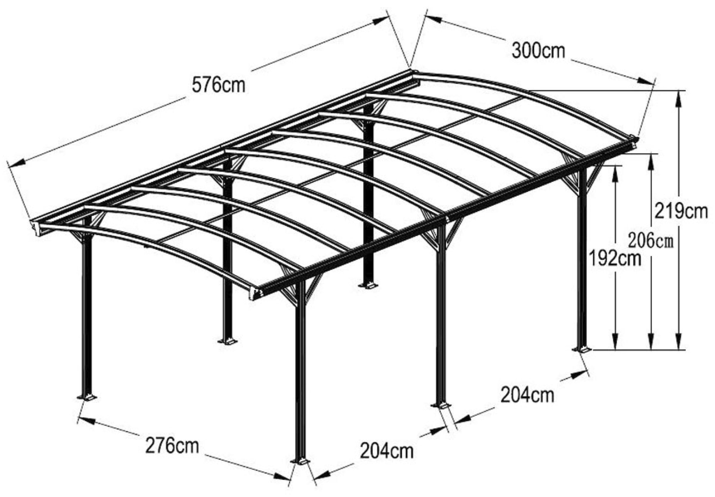 WESTMANN Einzelcarport »Rundbogen«, Aluminium, 276 cm, Anthrazit, aus Aluminium, anthrazit