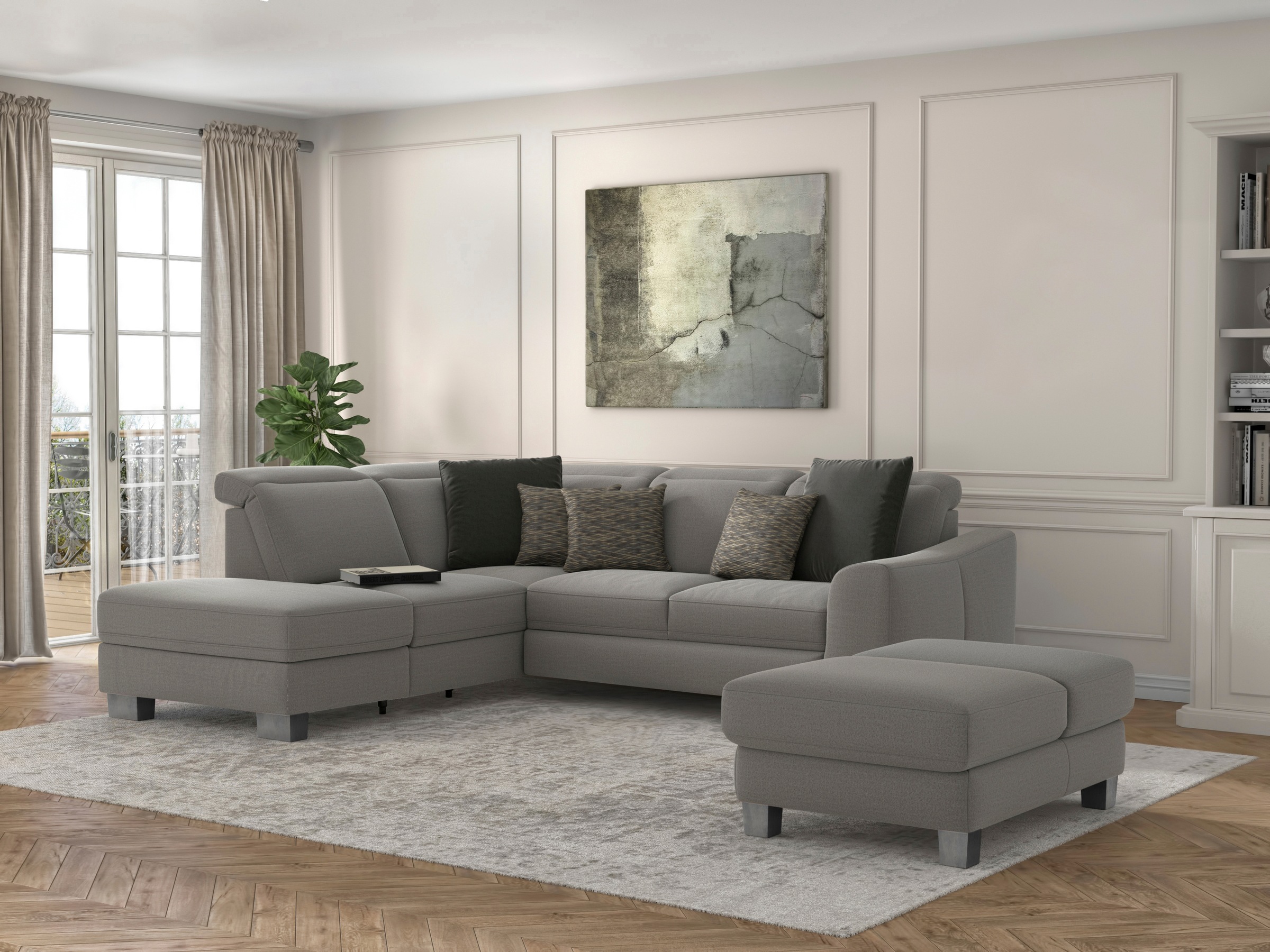 sit&more Polsterhocker »Dundee«, mit Klappfunktion, Federkern und hochwertigen Edelstahlfüßen