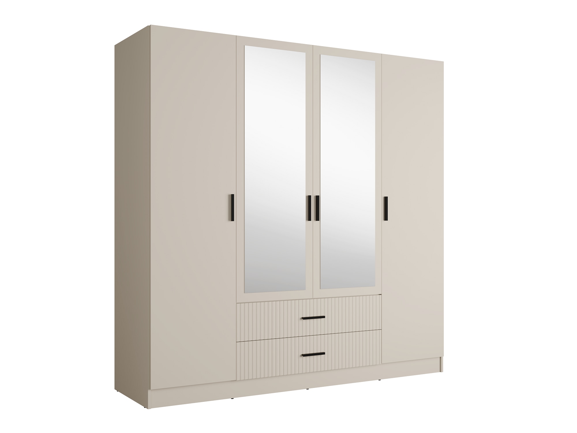 OTTO home Kleiderschrank »TERRIK,  modern mit viel Stauraum & geriffelter Struktur, Spiegel« B/H/T ca. 200/200/60,  Schrank mit 11 Fächern, Kleiderstange, 2 Schubladen, Made in EU