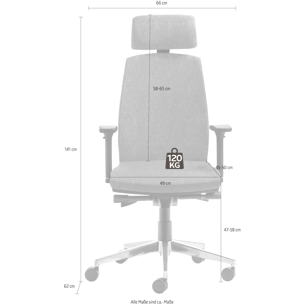 Mayer Sitzmöbel Chefsessel »Drehstuhl myCONTRACT LINE«, Polyester-Feinstruktur weich, Rückenhöhe 7-fach verstellbar, verstellbare Kopfstütze