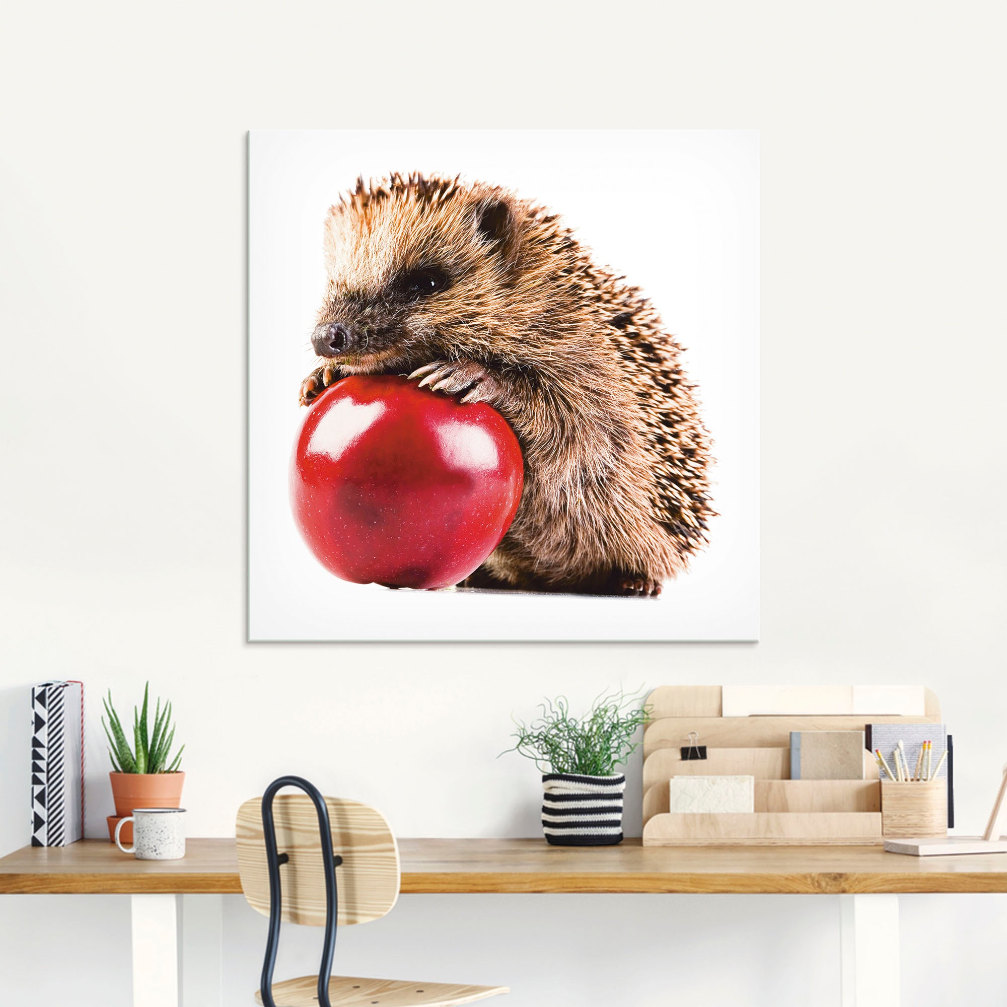 Artland Glasbild »Glücklicher Igel«, Wildtiere, (1 St.), in verschiedenen Größen