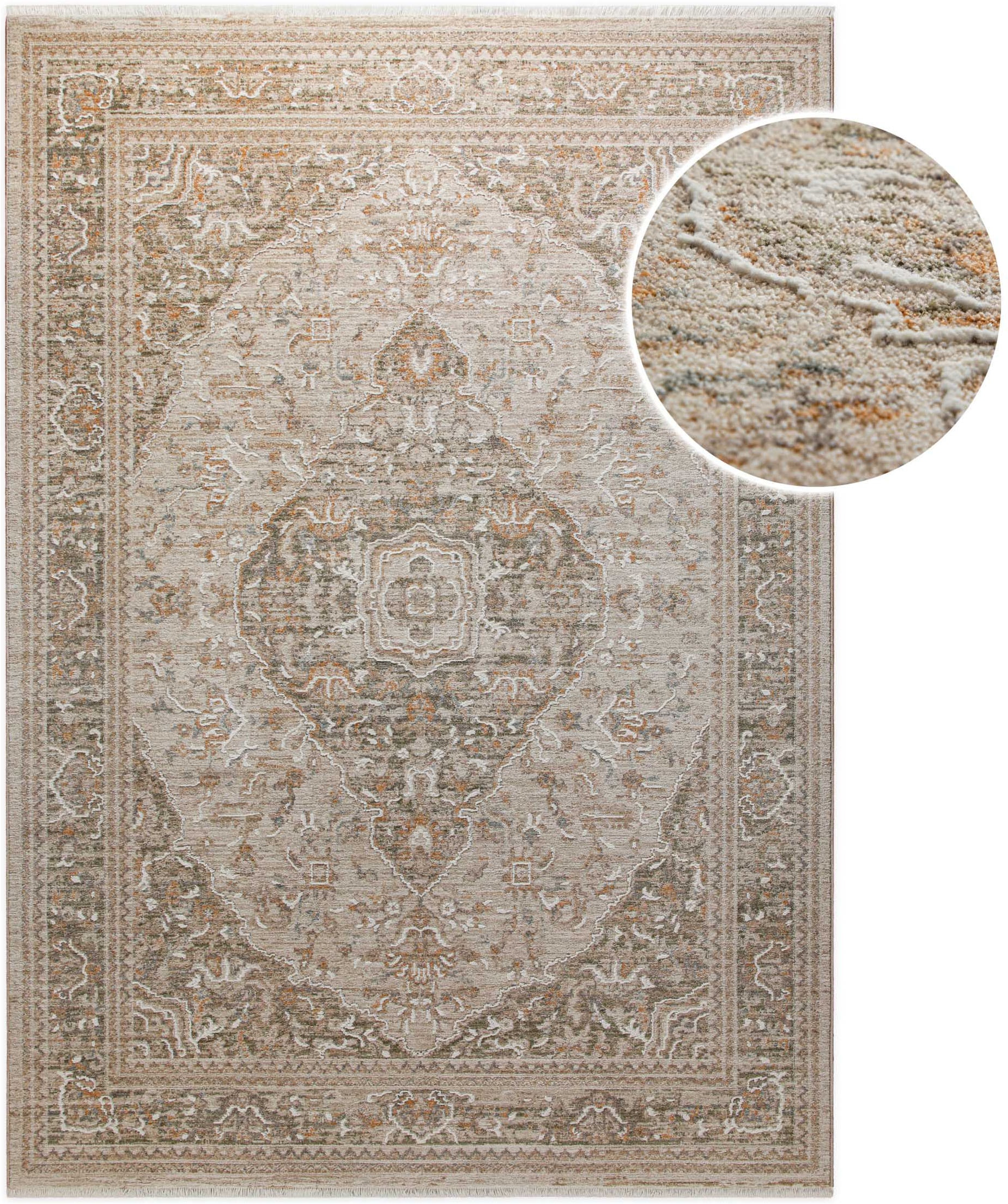 Esprit Teppich »Soft Vintage« rechteckig 15 mm Höhe Kurzflor, Vintage-Orient-Look, Hoch-Tief-Effekt, waschbar, Jute-Rücken