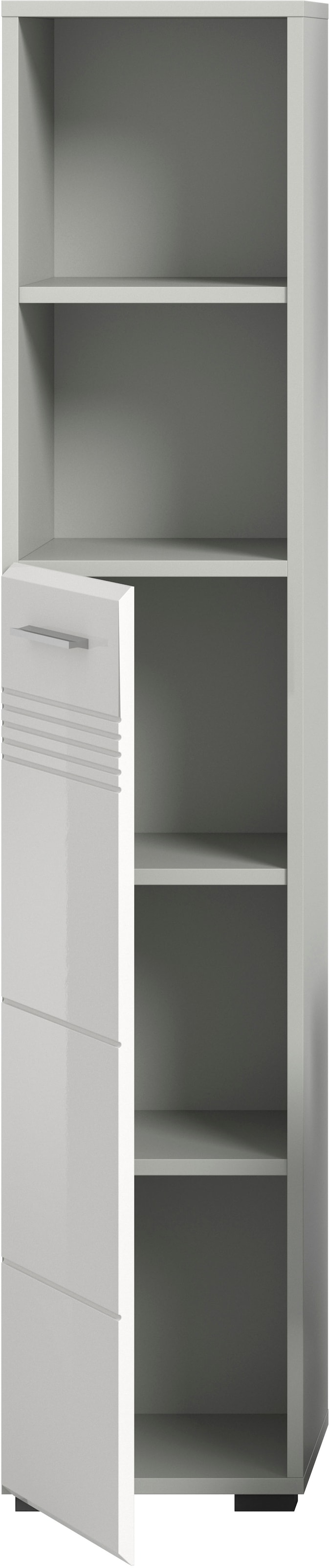 welltime Hochschrank »Calcio, Höhe 150 cm, 1 Tür, 2 offene Fächer, 3 Einlegeböden«, Türanschlag wechselbar, MDF Front, Badschrank, Bad-Möbel, Badezimmer