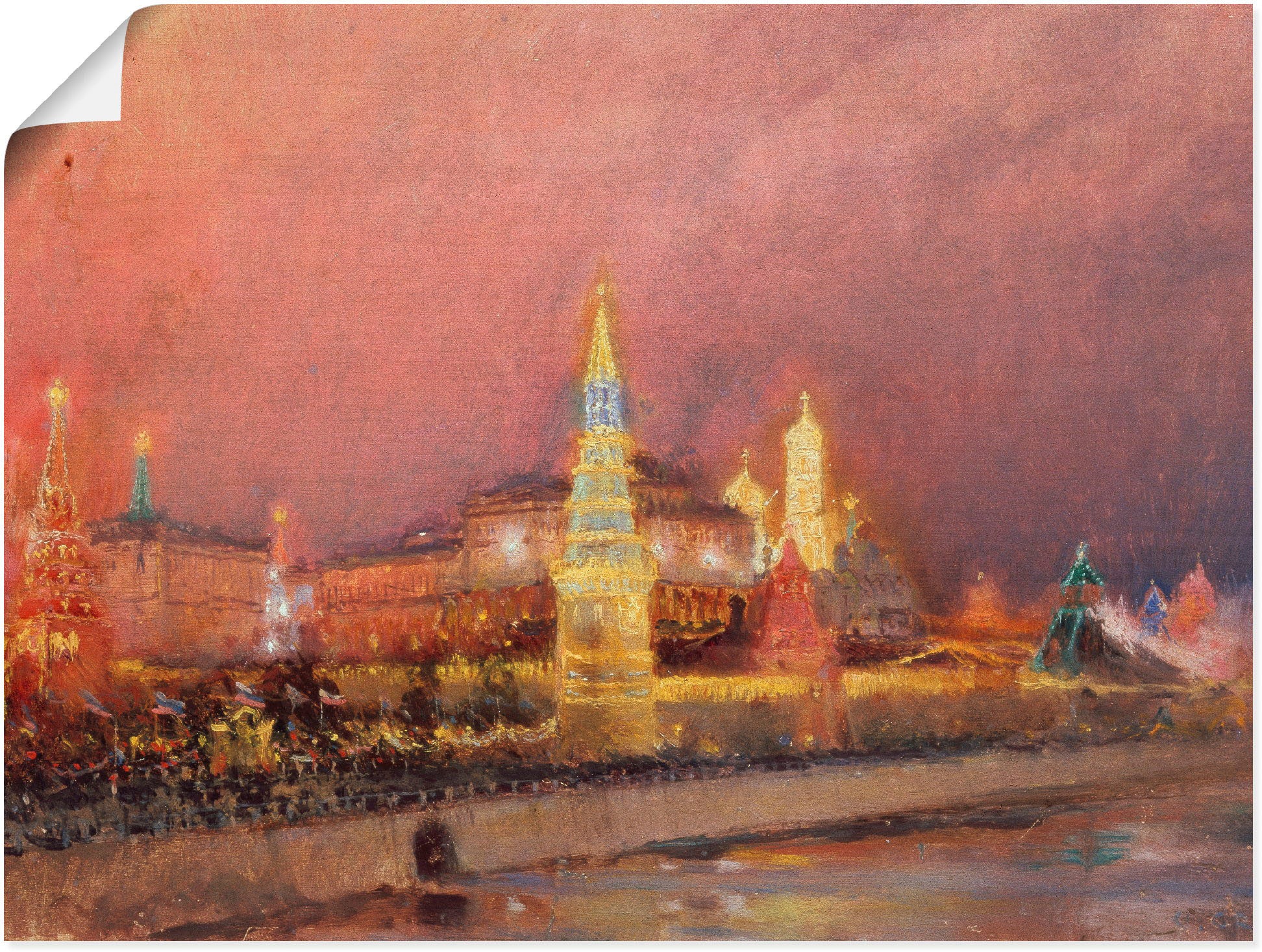 Artland Wandbild »Der beleuchtete Kreml in Moskau. 1896«, Gebäude, (1 St.), in vielen Größen & Produktarten -Leinwandbild, Poster, Wandaufkleber / Wandtattoo auch für Badezimmer geeignet