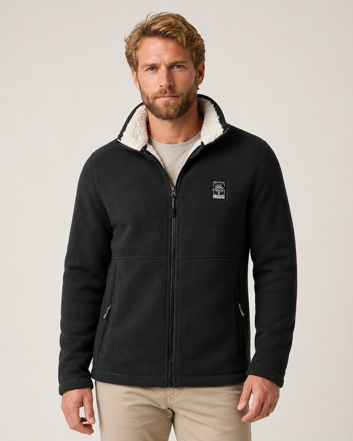 LPO Kapuzenfleecejacke »Rhys Outdoor« mit Kapuze mit Langhaarfleece
