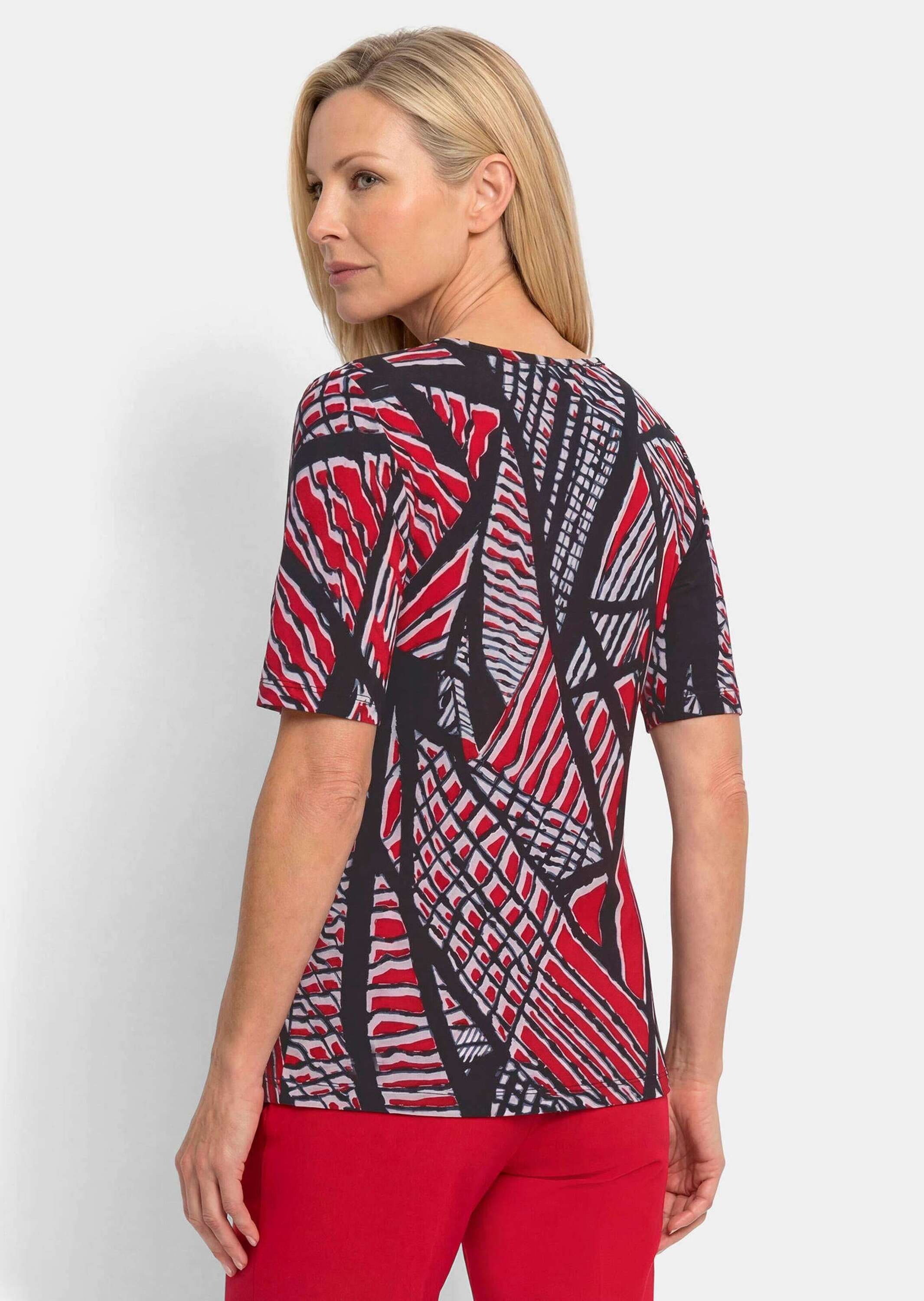 GOLDNER Kurzarmshirt »Baumwollshirt mit grafischem Druck« stretchbequemer Viskosejersey