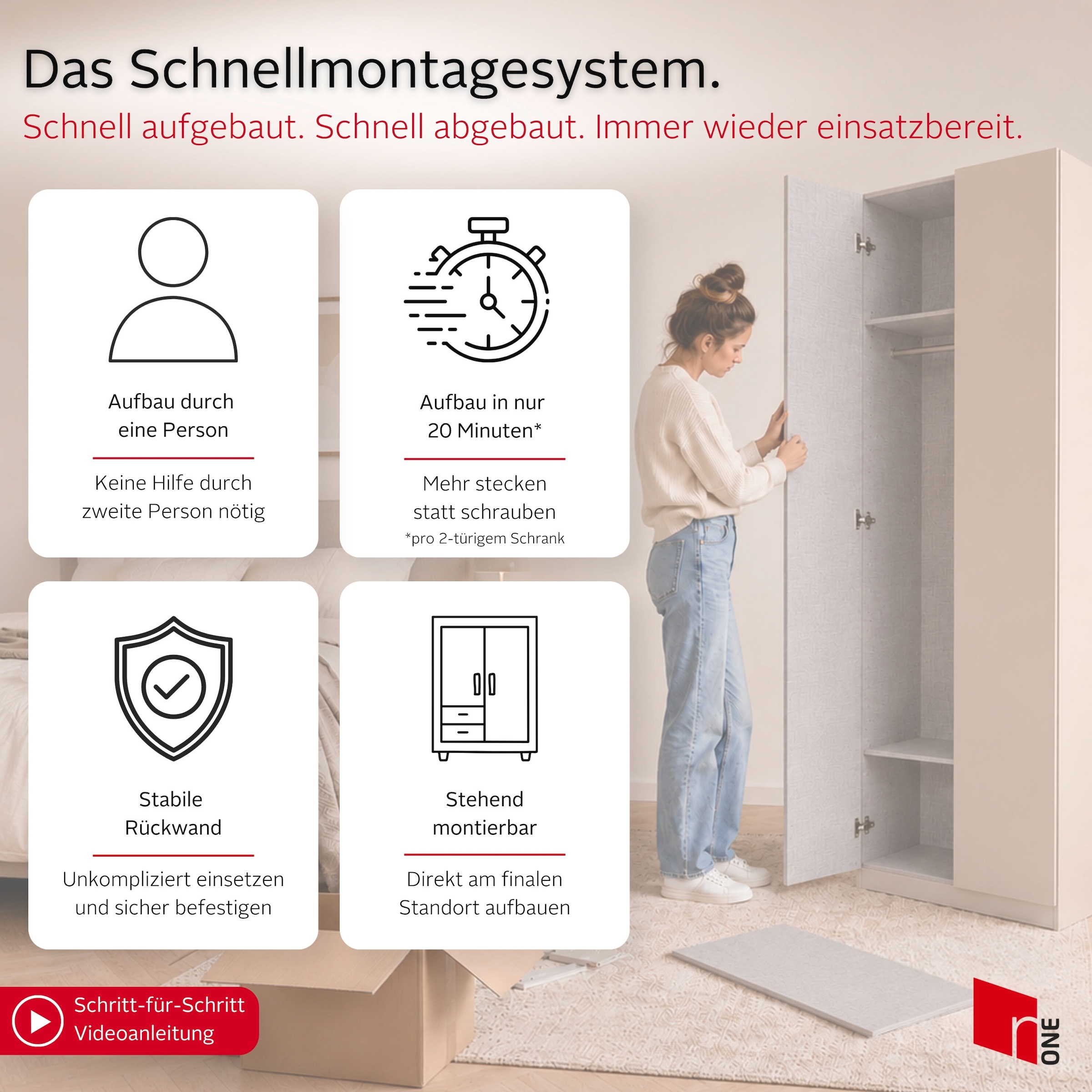 OTTO home Kaminumbauschrank »Schrank Möbel Schlafzimmer Garderobe Kinderzimmer WELTNEUHEIT ZELLARA« PATENTIERTES SCHNELLMONTAGESYSTEM Griff Goldfarben MADE IN GERMANY