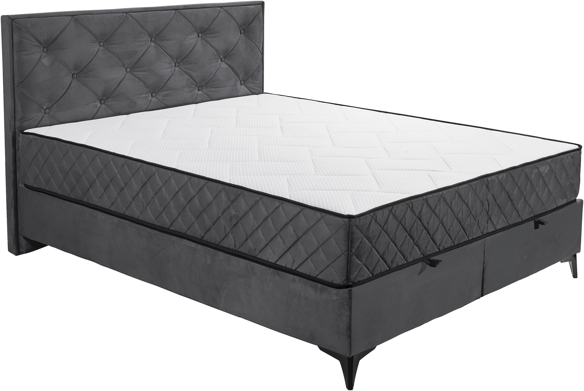 ED EXCITING DESIGN Boxbett »Monroe inkl. Bettkasten, erhältlich in den Breiten 160cm & 180cm«, Duo-Matratze - feste Seite mit Kokosmatte