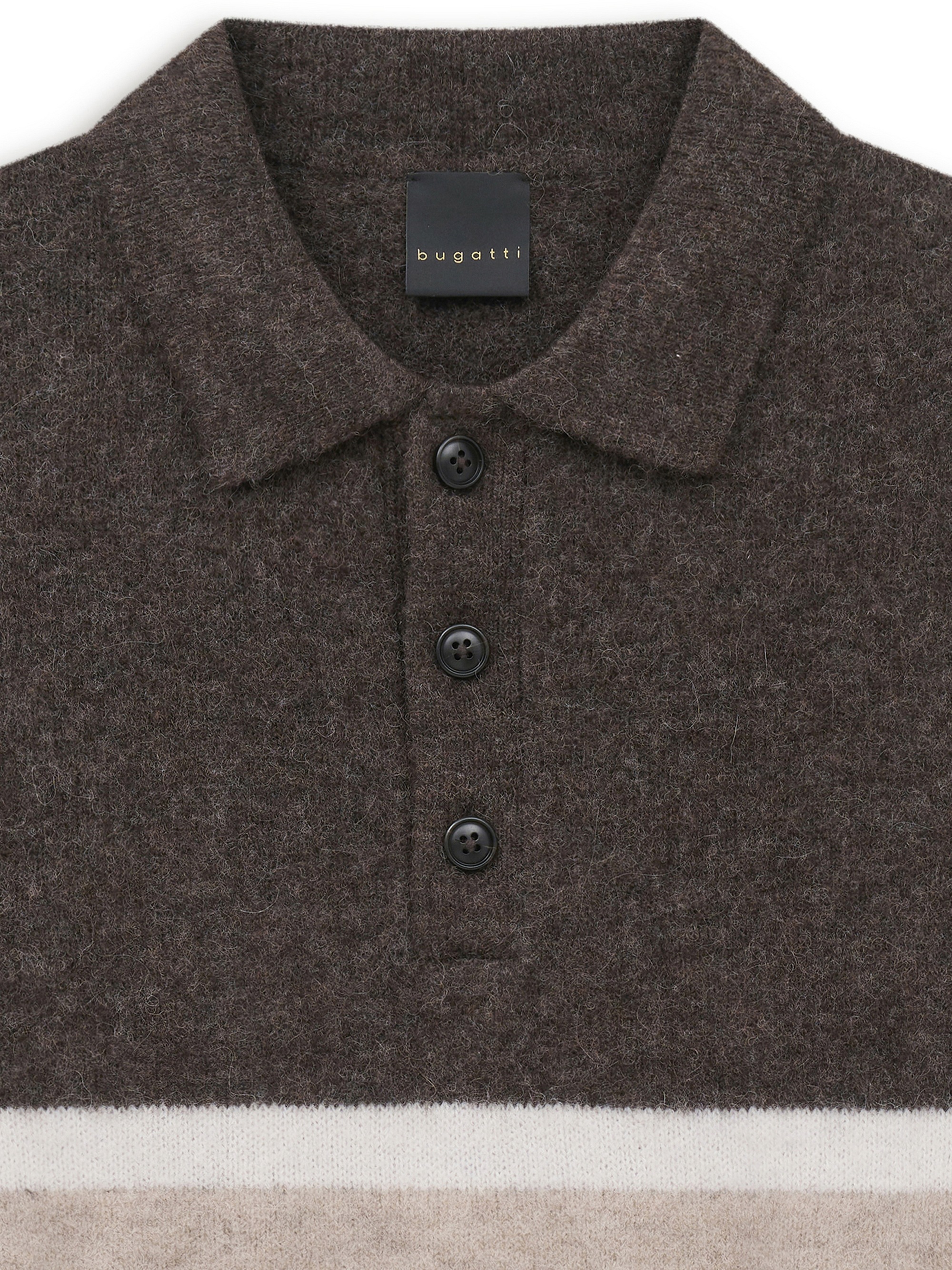 bugatti Poloshirt »Regular Fit« Regular Fit Wollmix Alpaka Colorblock