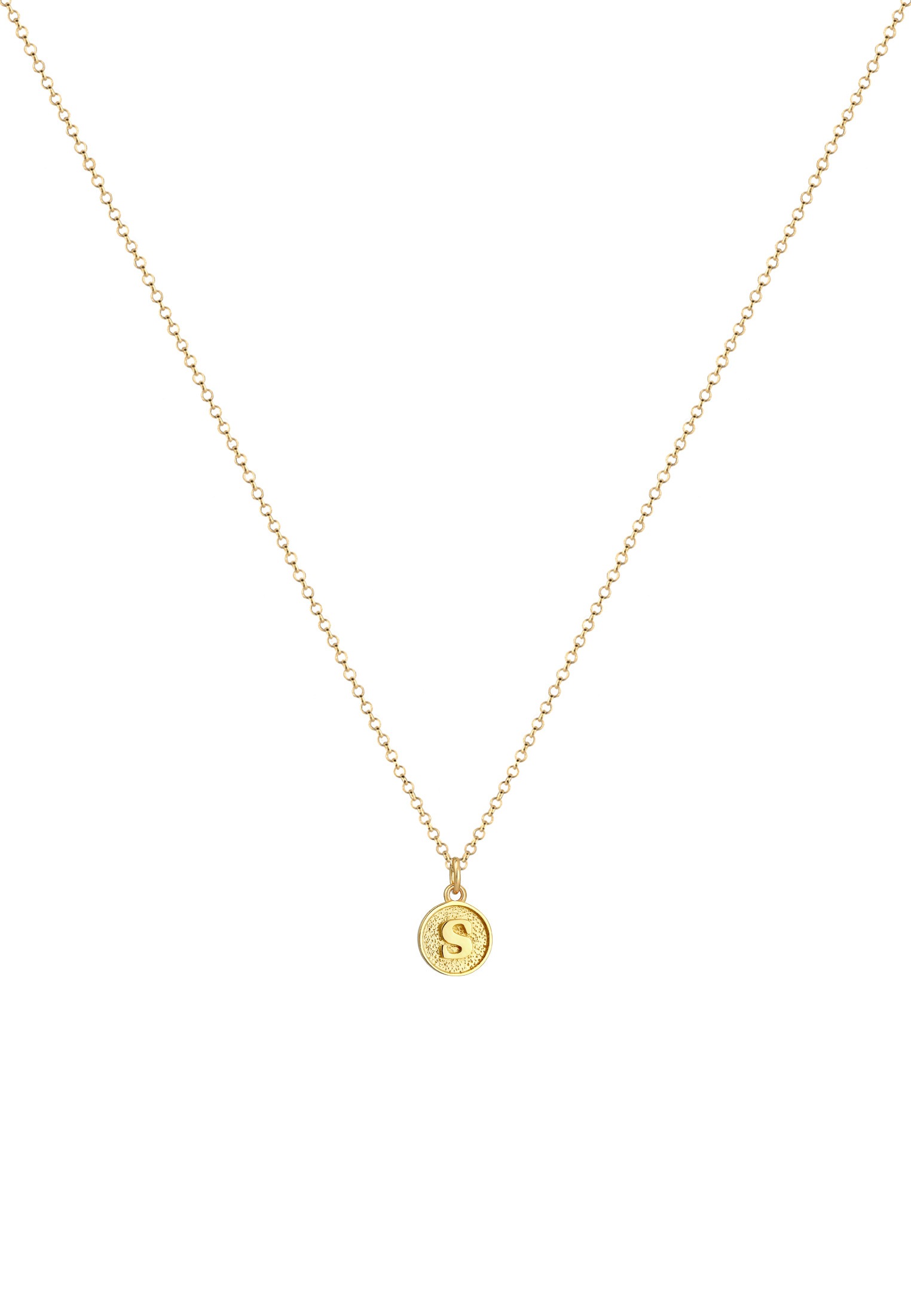 Elli Kette mit Anhänger »Halskette Plättchen Vintage Buchstabe S Initialen 925 Sterling Silber«