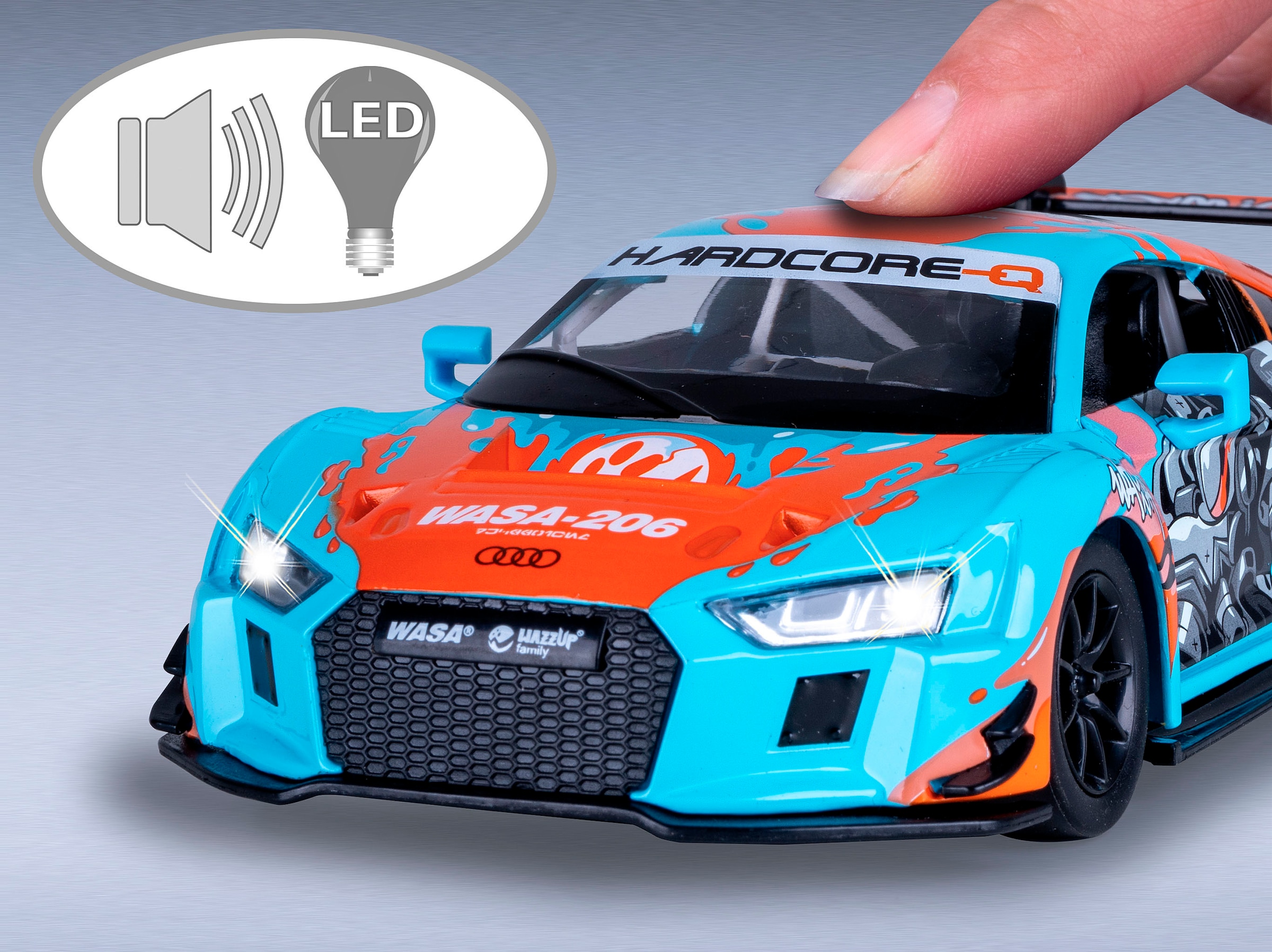 Jamara Spielzeug-Auto »Diecast, Audi R8 LMS blau inklusive Batterien« LED Licht; Maßstab 1:24