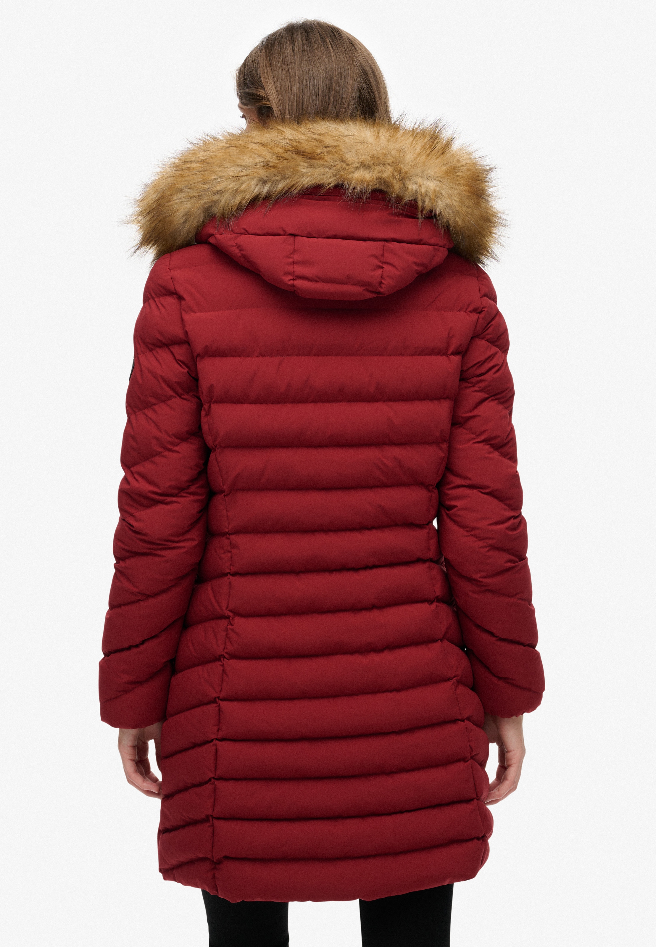 Superdry Steppjacke »FUJI FAUX FUR HOOD MID LENGTH« mit Kapuze