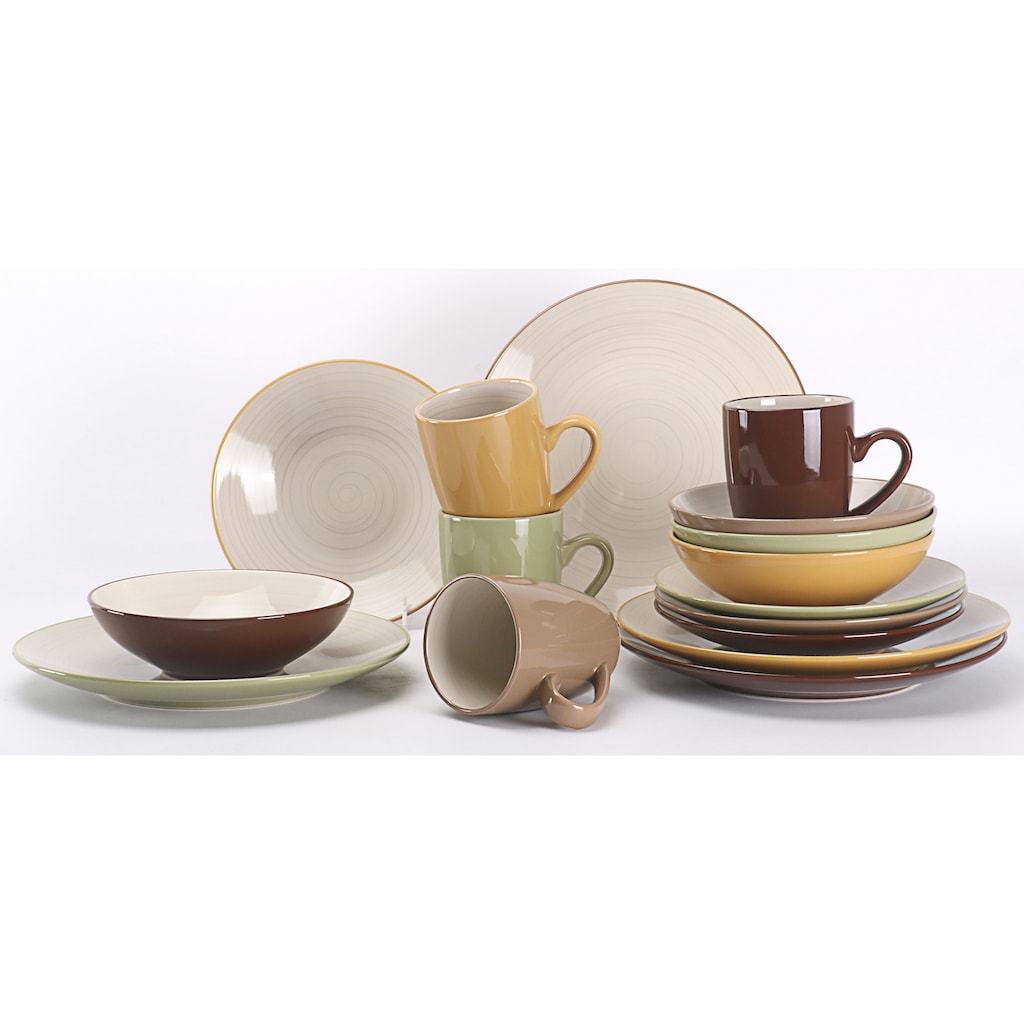 CreaTable Kombiservice »Geschirr-Set Bamboo Garden«, (Set, 16 tlg., Kaffeeservice und Tafelservice im Set, für 4 Personen)