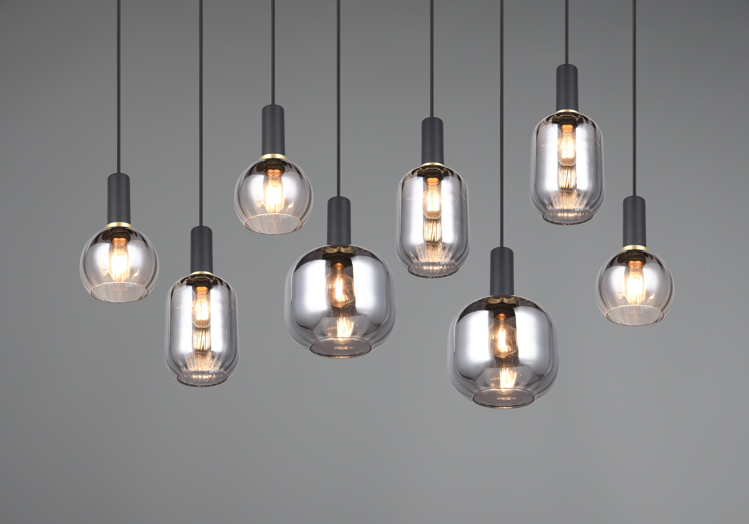 TRIO Leuchten Pendelleuchte »DIVA, E27 Hängelampe 8-flammig mit Glasschirm, exkl 8xE27 max 10W« E27 1 Stk. warmweiß - kaltweiß höhenverstellbar bis max 150cm Hängeleuchte 120x32 cm Wohnzimmer Küche