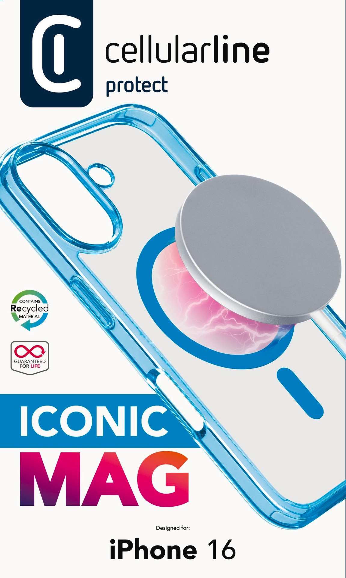 Cellularline Handyhülle »Iconic MAG MagSafe Case für Apple iPhone 16«, Backcover, Schutzhülle, Handyschutzhülle, Case, Schutzcase, stoßfest