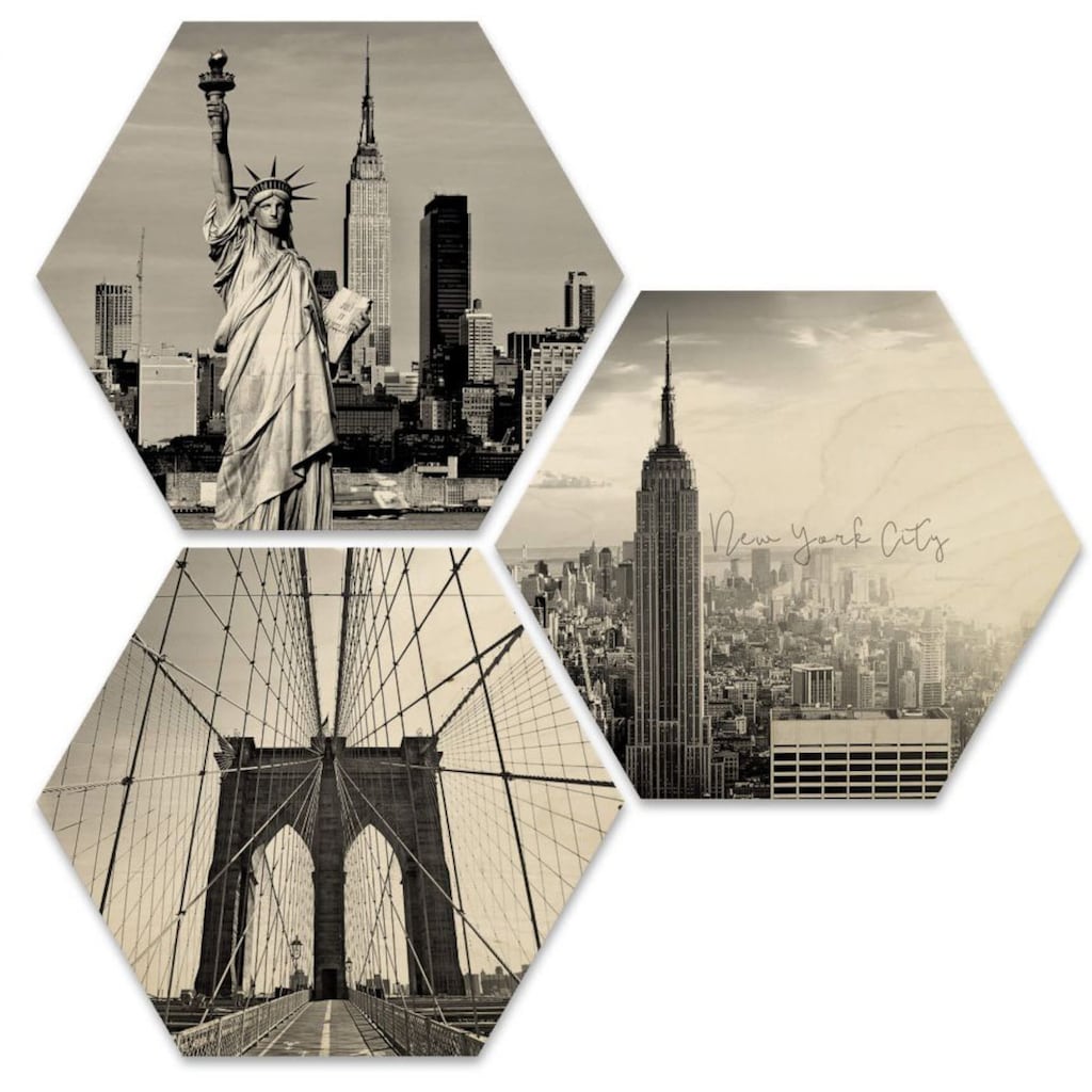 Wall-Art Mehrteilige Bilder »Impression New York Collage«, (Set, 3 St.)