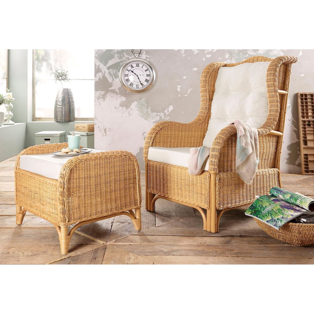 HOFMANN LIVING AND MORE Ohrensessel »Frieda«, aus handgeflochtenem Rattan