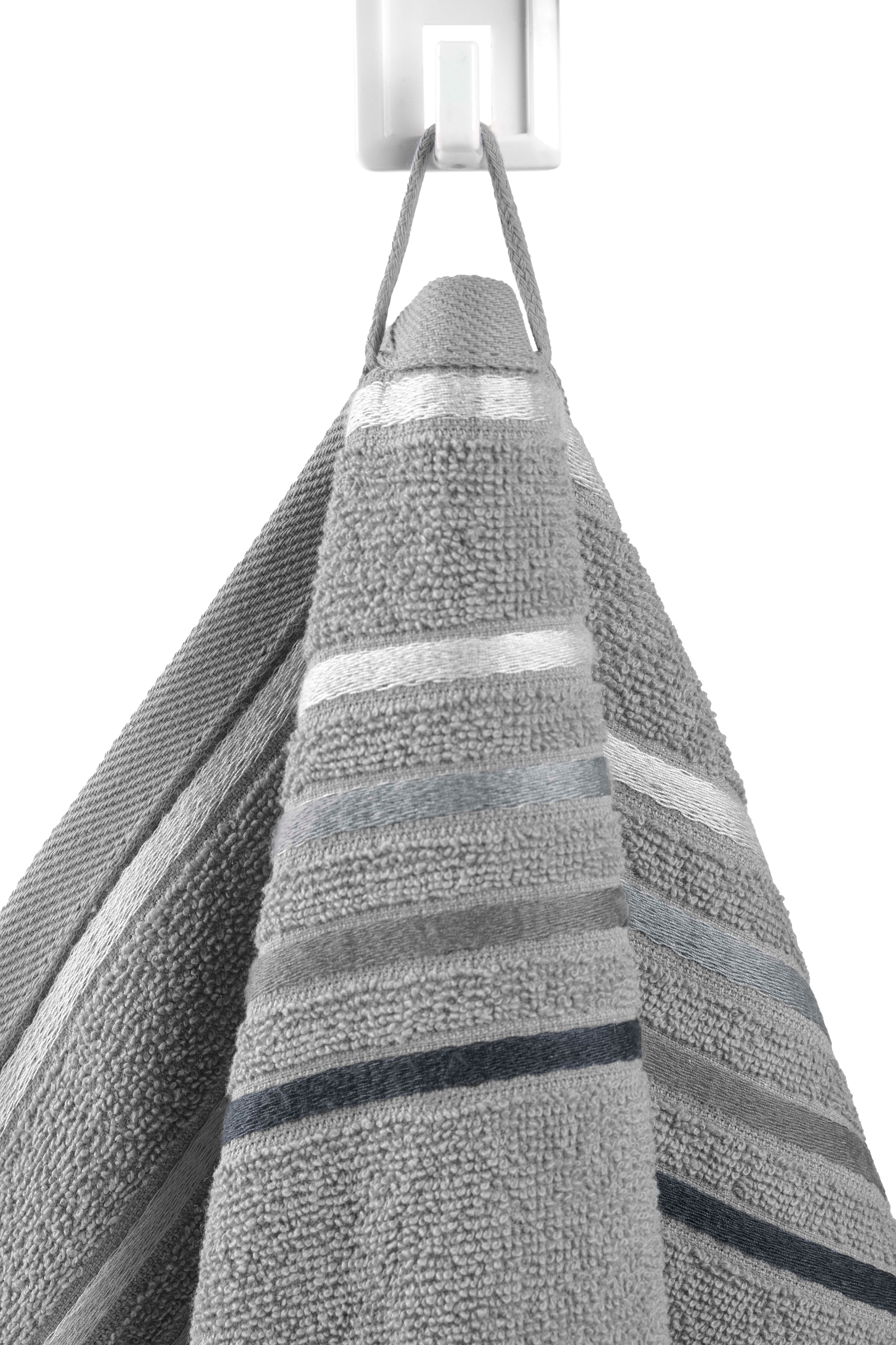 OTTO home Handtuch Set »Niki, Duschtuch, Handtücher und Gästetücher« Set Walkfrottee Handtücher mit mehrfarbiger Streifenbordüre, weich, aus 100% Baumwolle