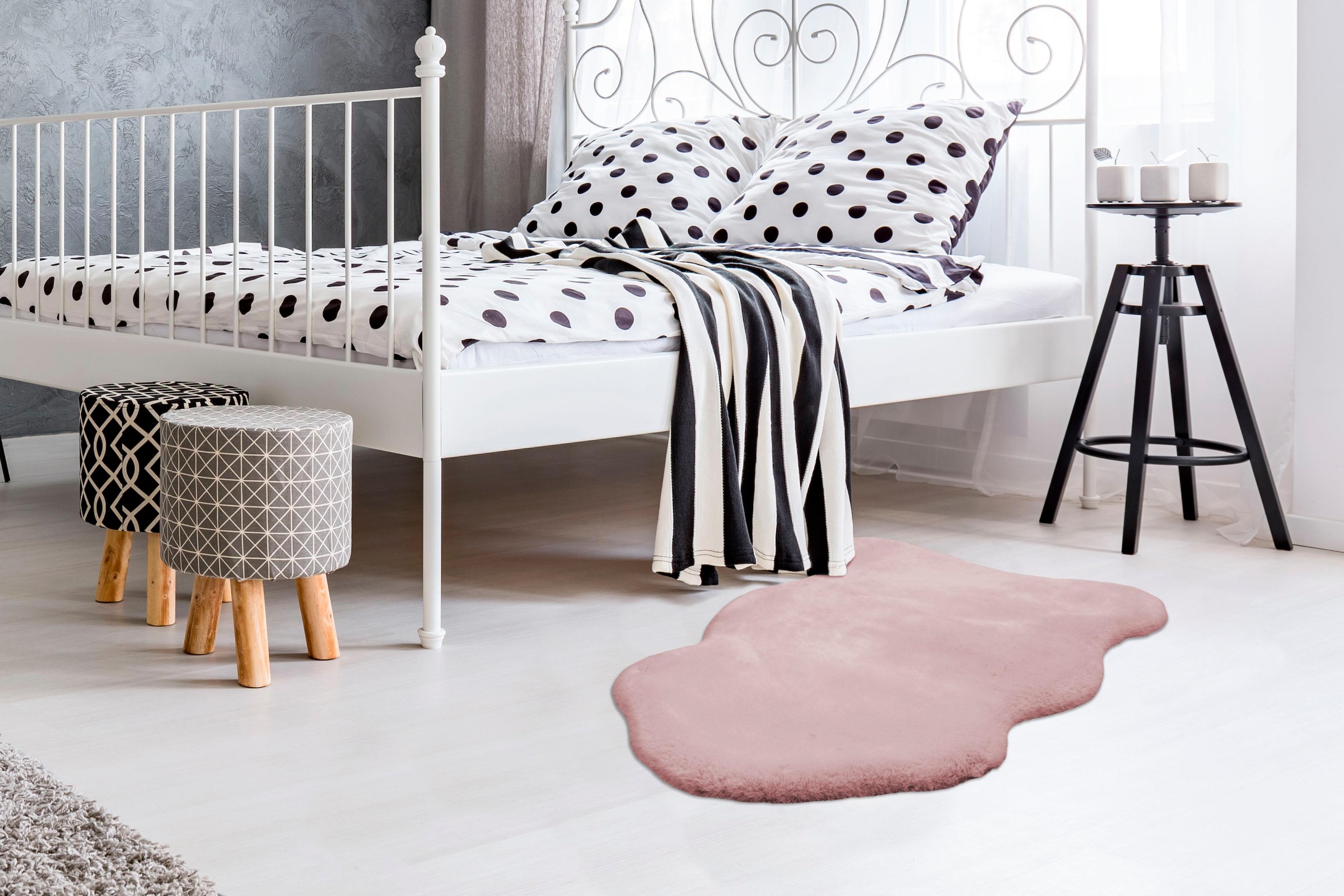 Arte Espina Fellteppich »Rabbit 200« fellförmig 35 mm Höhe Kunstfell, Kannichenfell Haptik, weich, Wohnzimmer alle Räume,Hochflor